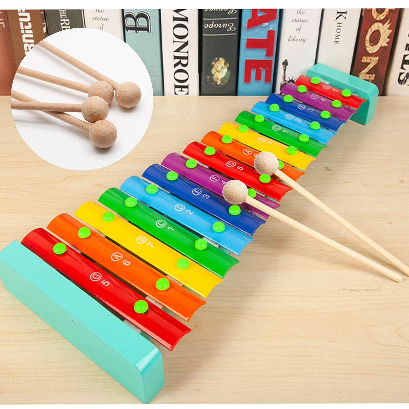 4 Pcs Wood Percussion Sticks 8.7" Xylophone Mallets Sticks Glockenspiel Mallets for Xylophone Glockenspiel Bells Chime Woodblock Drum - Image 4