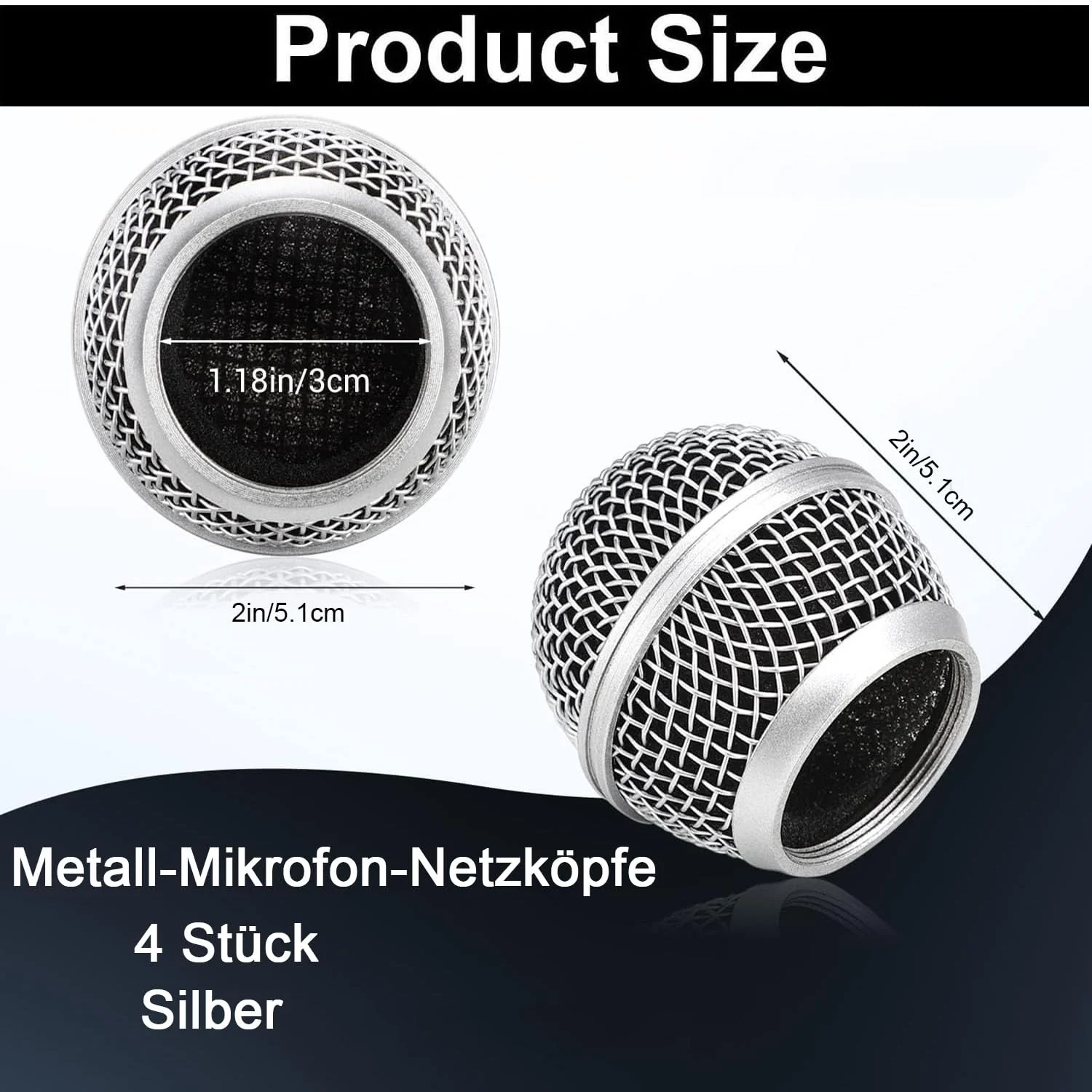 4 Pieces Metal Microphone Mesh Heads, Microphone Metal Head with Sponge, Compatible with SM58 Microphone, Replacement Microphone Grid, Wired and Wireless Microphones Replacement Microphone Grill Head - Image 2