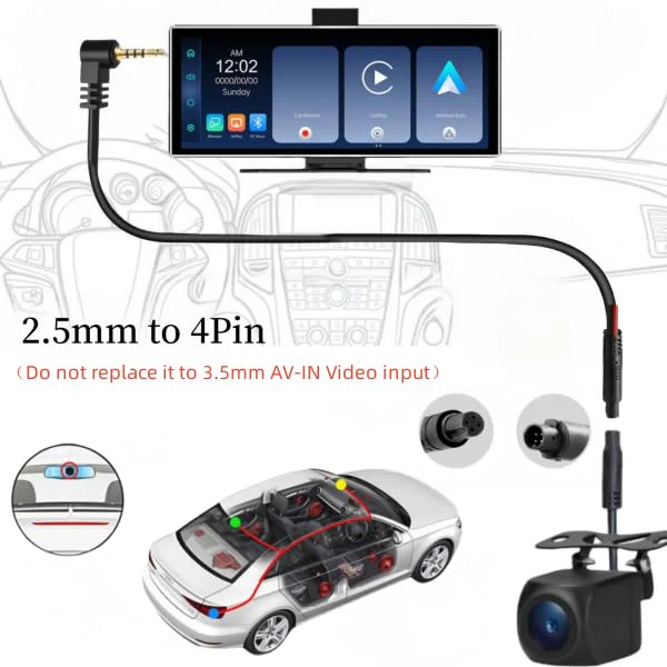 4 Pin Backup Camera for Carplay Screen Monitor Support Mirror Image AHD 720P/ 1080P Reverse Camera 2.5mm Jack to 4 Pin Front/Rear View Camera, 20ft Male Plug - Image 2