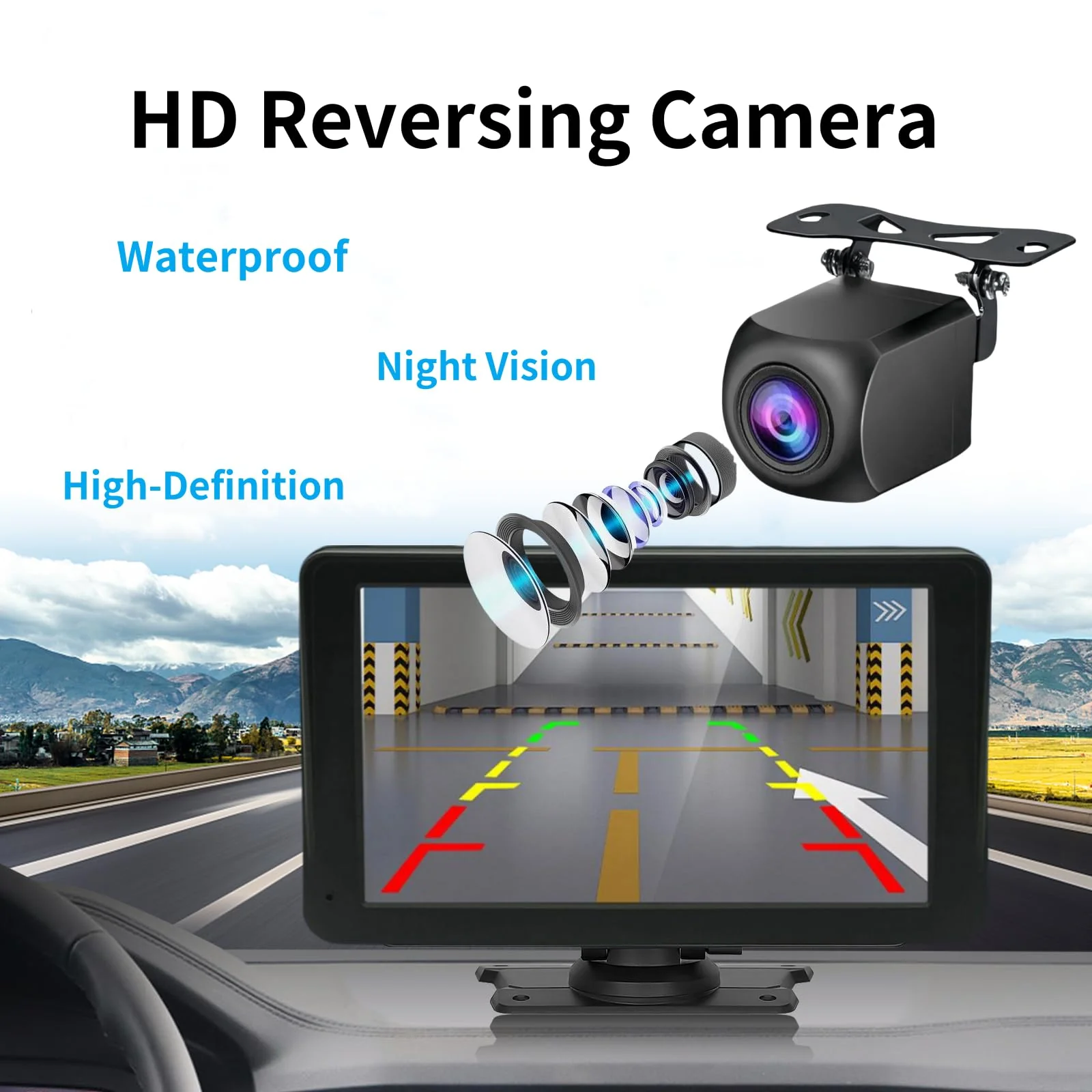 4 Pin Backup Camera for Carplay Screen Monitor Support Mirror Image AHD 720P/ 1080P Reverse Camera 2.5mm Jack to 4 Pin Front/Rear View Camera, 20ft Male Plug - Image 4