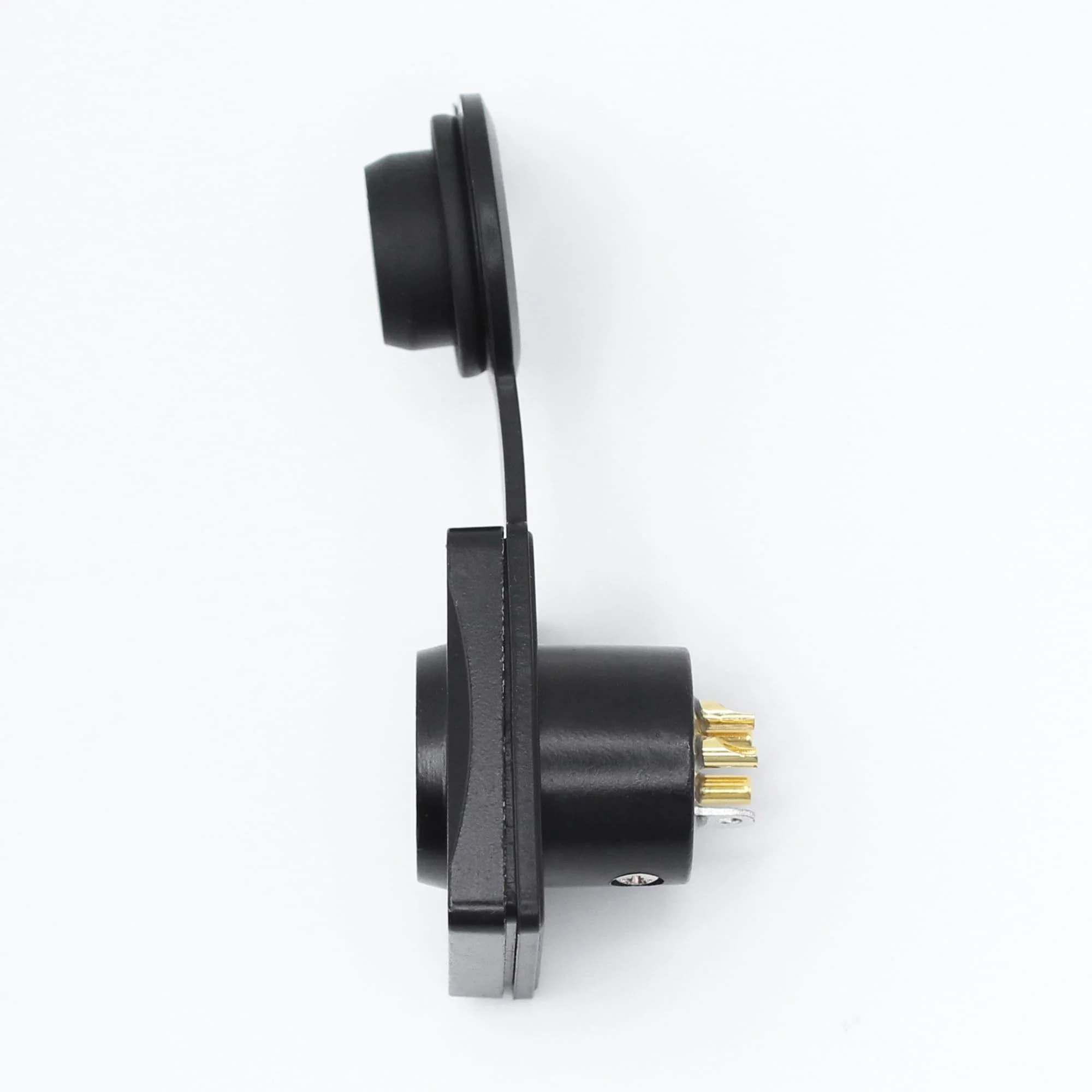 4-Pin XLR Male Jack Panel Mount Jacks with Waterproof Cover,Gold Plated XLR 4 Pin Microphone Audio Jack Connector D Series Size,Black Male,Black - Image 5