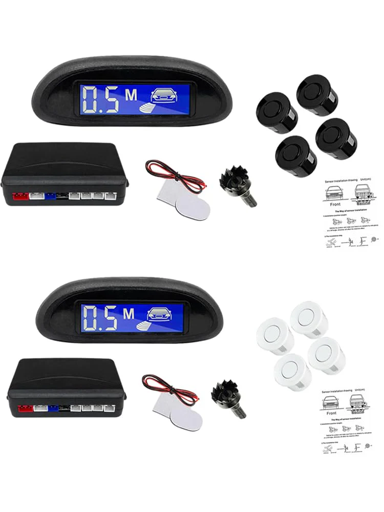 4 Sensors Car Parking Assistance Reversing Radar LED Display Sound Warning White, Car Reversing Radars System, Front/Rear LED Display 12V Car Vehicle Reverse Backup Radar System - Image 8