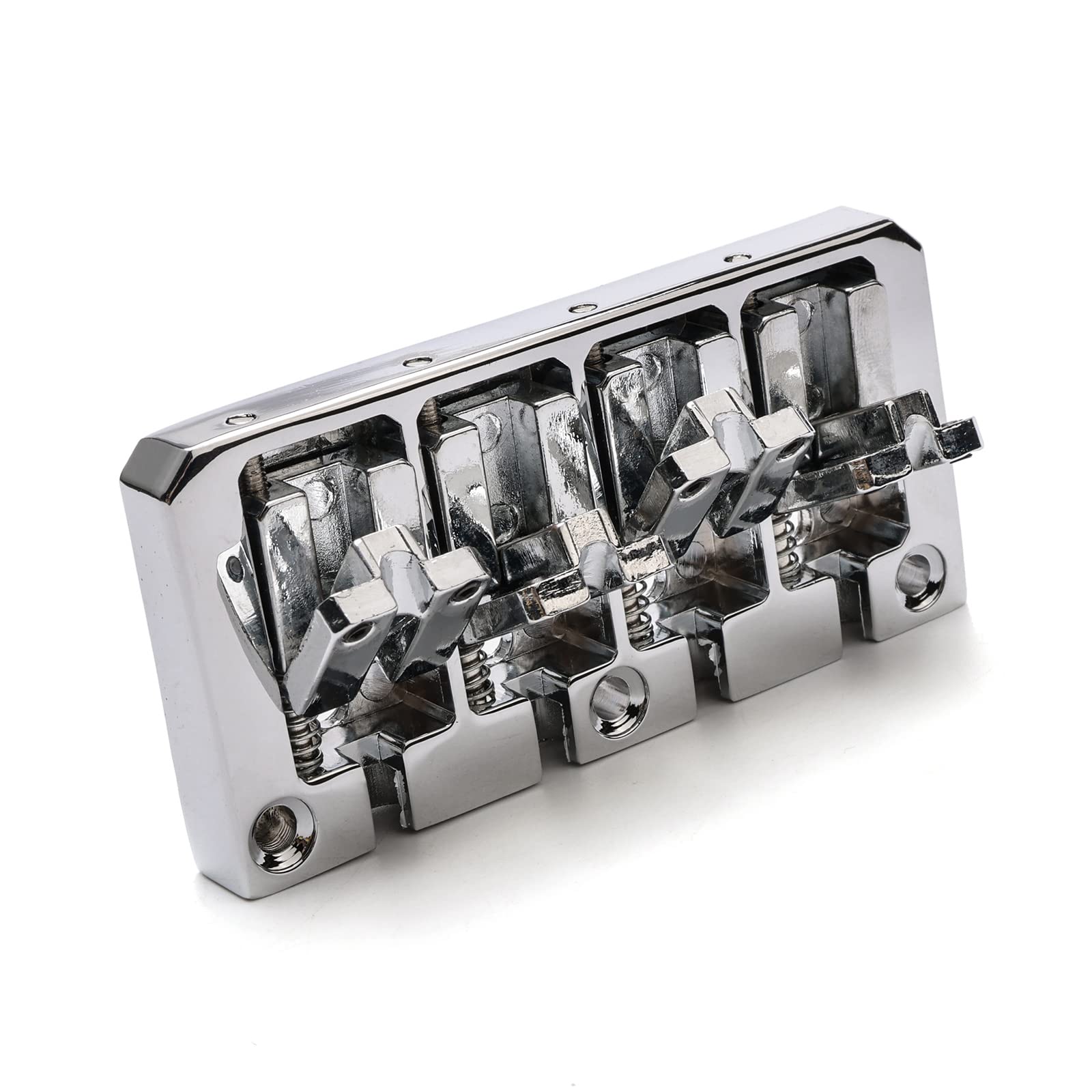 4 String Bass Guitar Bridge 93 x 45 mm (3.66 x 1.77 inch) Reliable and Versatile Bass Bridge for Your Instrument, Silver Bridge+4R Keys - Image 5