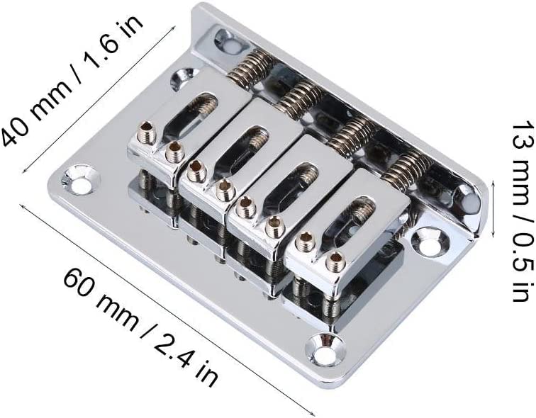 4-String Guitar Replacement Part for 4 String Cigarbox Electric Guitar Bass Inclued Top-Loading Hardtail Bridge Tuning Pegs Keys Control Knobs Strap Locks Screws Washers Chrome - Image 2