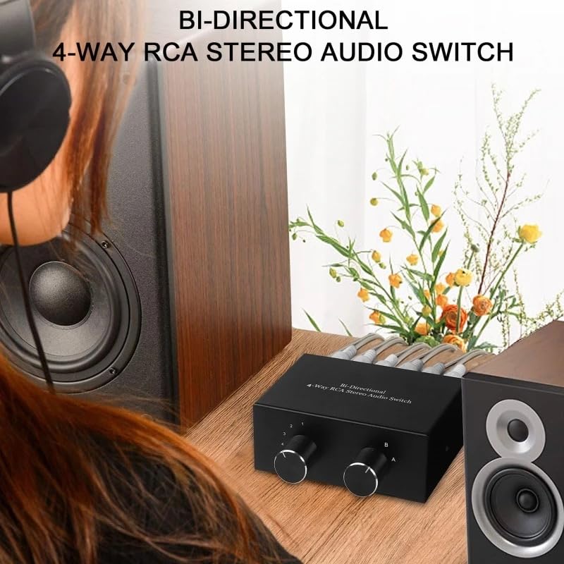 4 Way RCA Switcher 2 in 4 Out L/R Sound Channel Bi-Directional Audio Swith Splitter for DVD Stereo Speaker CD Player - Image 5