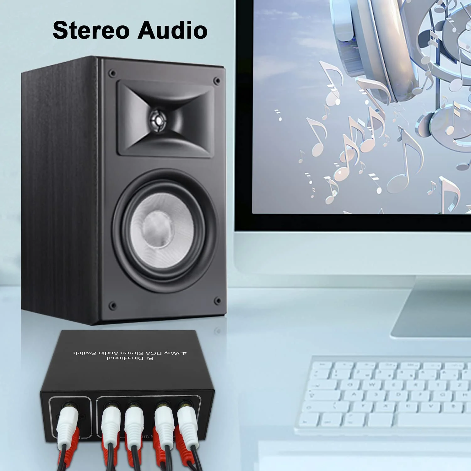 4-Way Stereo L/R Sound Channel Bi-Directional Audio Switcher, 1 in 4 Out or 4 in 1 Out, L/R Sound Channel Audio Switch Splitter RCA Stereo Switch Selector for DVD Stereo Speaker CD Player Bi-Directional RCA Switch 4 Port - Image 8