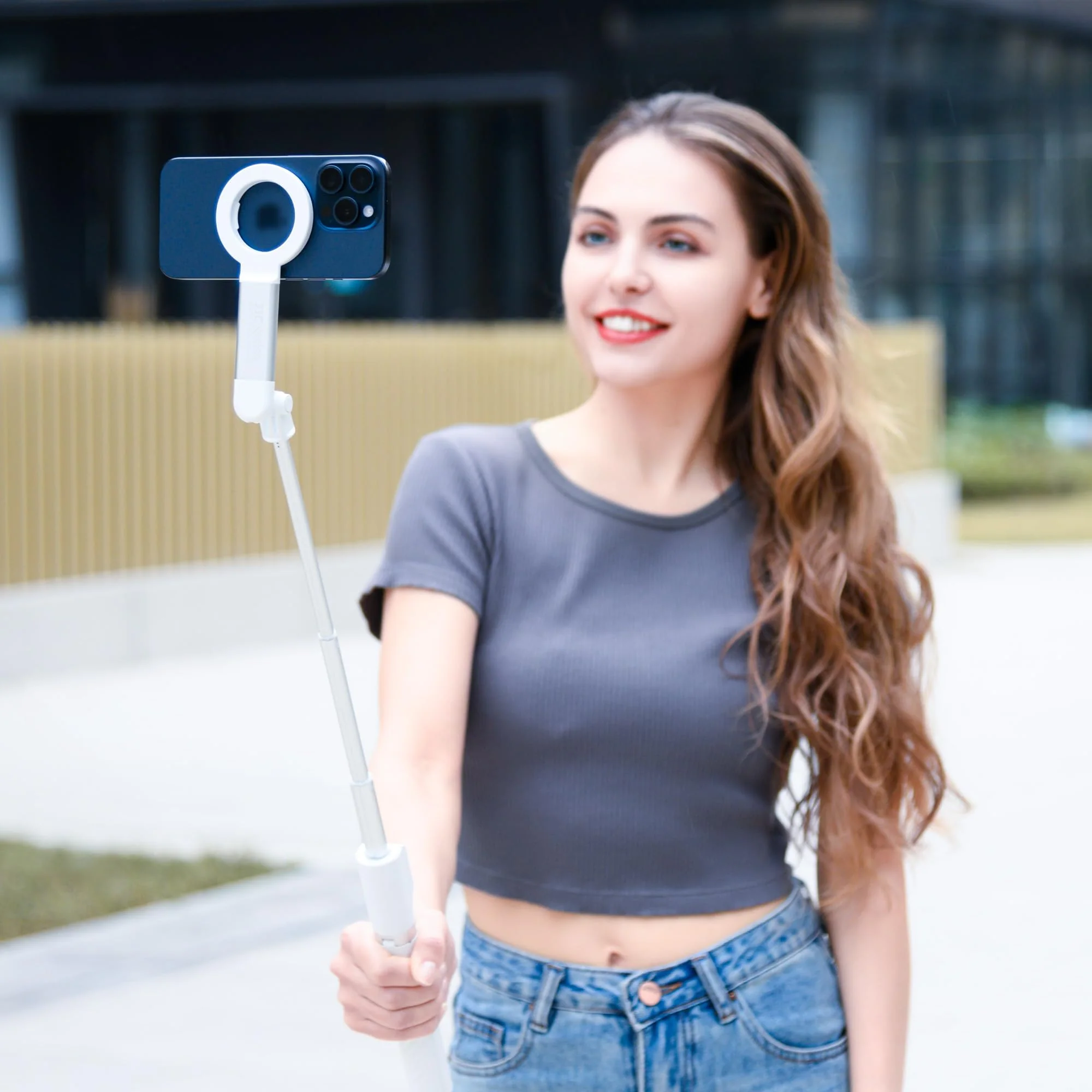 40.9" Magnetic Phone Selfie Stick Tripod, Cell Phone Tripod Stand with Rechargeable Remote & Phone Tripod Mount with 2 Cold Shoe,Portable Phone Tripod for Travel Selfies Live Streaming Video Recording WHITE - Image 9