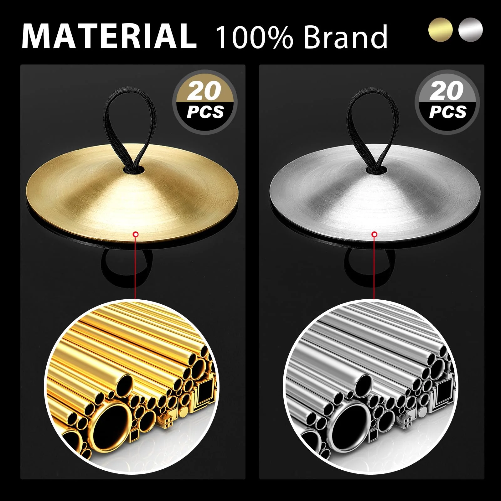 40 Pcs Finger Cymbals Belly Dancing Musical Instrument Percussion Zills Instruments for Adults Dancer Party (Gold, Silver) Gold, Silver - Image 3