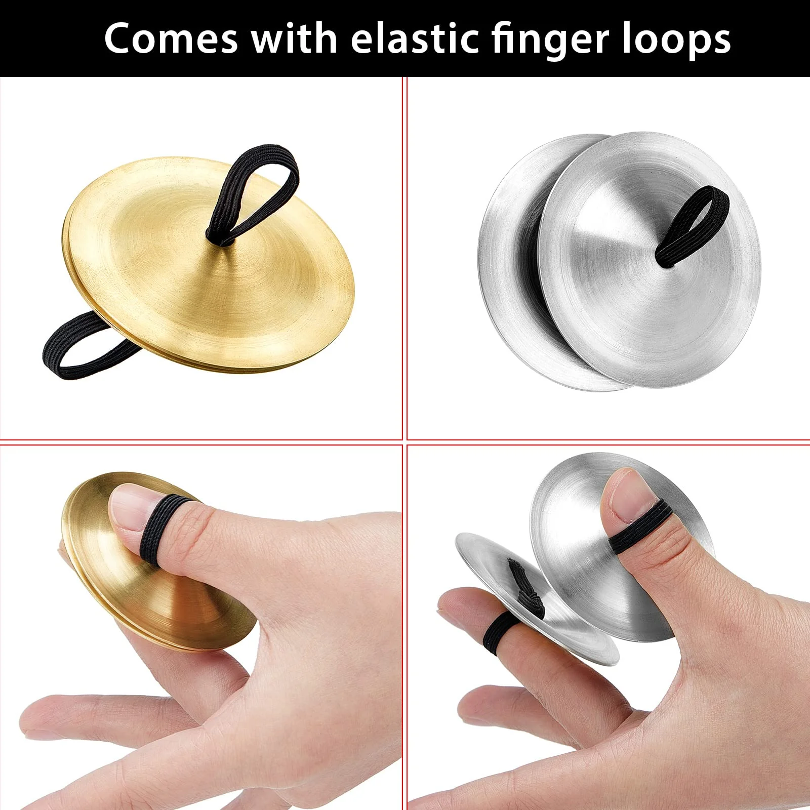 40 Pcs Finger Cymbals Belly Dancing Musical Instrument Percussion Zills Instruments for Adults Dancer Party (Gold, Silver) Gold, Silver - Image 4