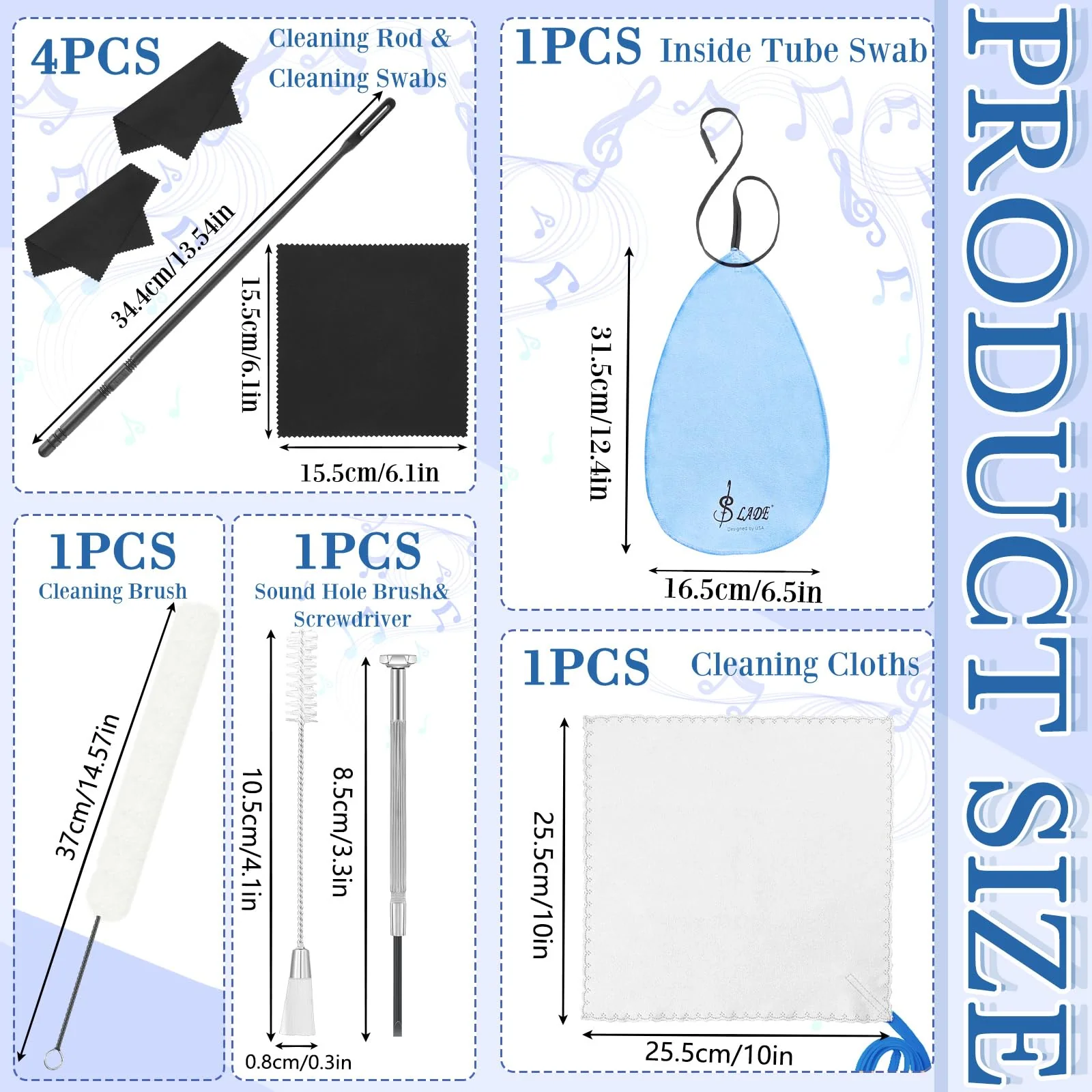 40 Pcs Flute Cleaning Kit Flute Accessories All in 1 Flute Cleaner Kit Maintenance Kit Care Kit with Flute Cleaning Brush Flute Cleaning Rod Flute Swab Flute Plugs Thumb Rest Cushion (Blue) Blue - Image 2