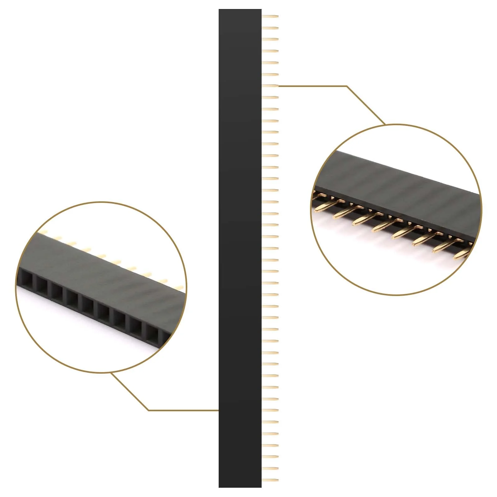 40 Pieces 2.54 mm Pin Headers 40 Pin Breakaway PCB Board Single Row Male and Female Pin Header Connector Kit for Arduino Prototype Shield (20 Pieces Male Headers, 20 Pieces Female Headers) - Image 3