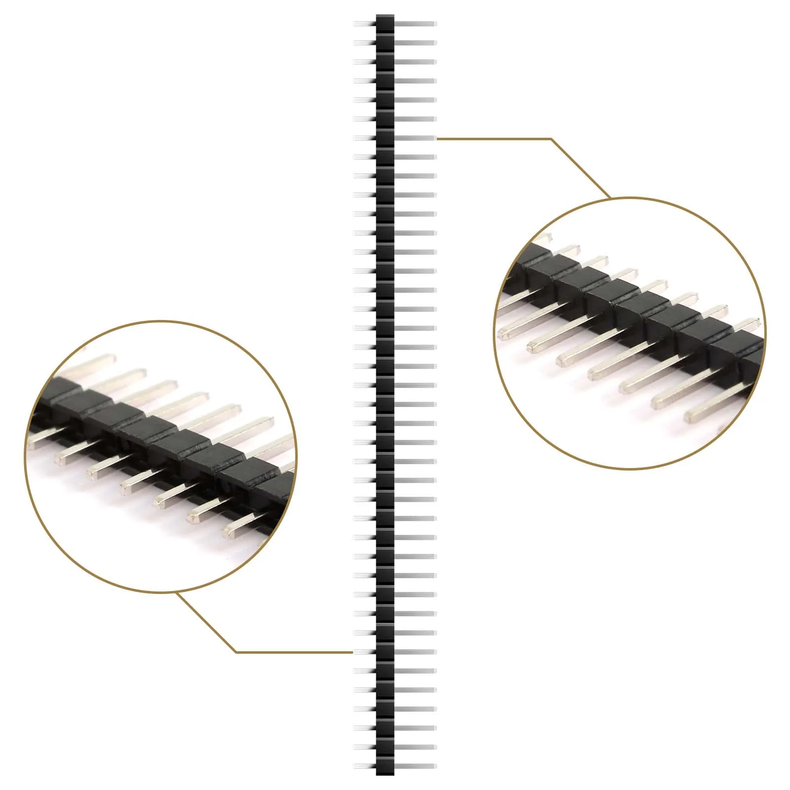 40 Pieces 2.54 mm Pin Headers 40 Pin Breakaway PCB Board Single Row Male and Female Pin Header Connector Kit for Arduino Prototype Shield (20 Pieces Male Headers, 20 Pieces Female Headers) - Image 4