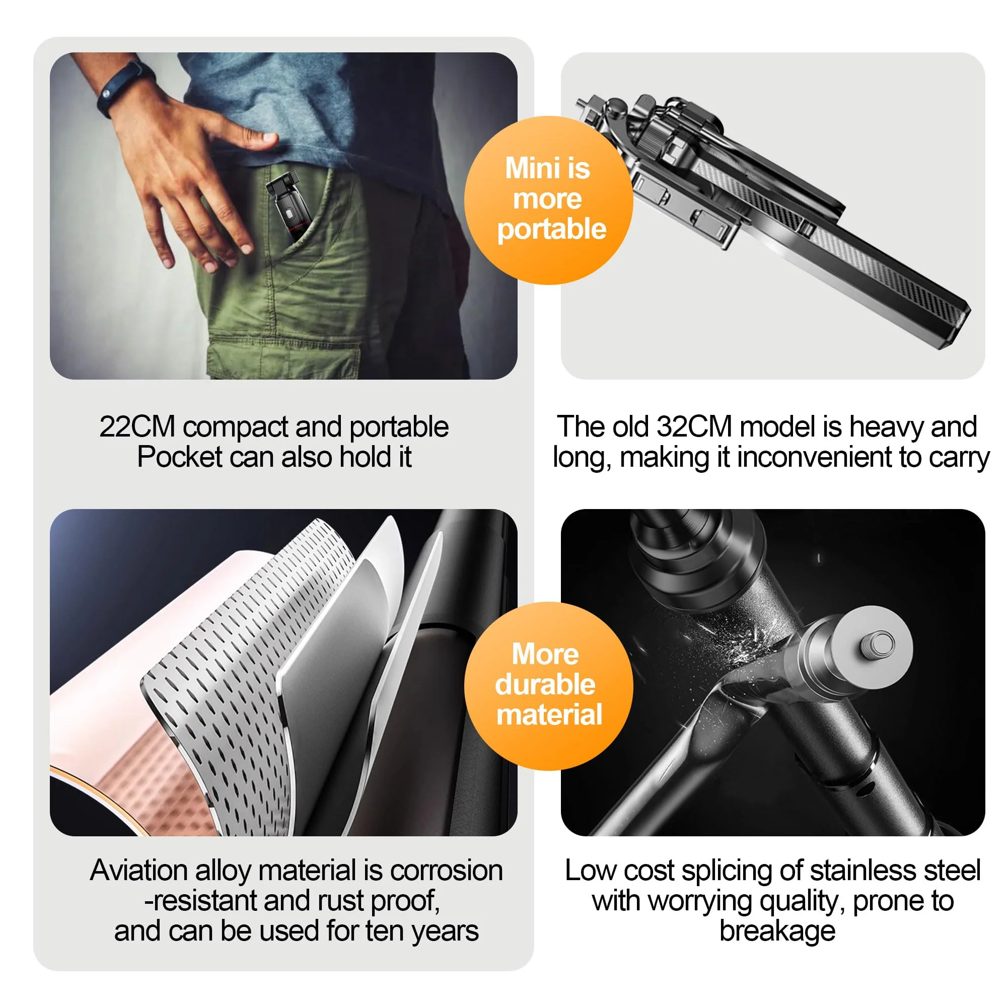 40'' Selfie Stick Phone Tripod - Extendable Tripod for iPhone and Selfie Stick Tripod with Remote, Cell Phone Tripod for Video Recording, iPhone 14/13/12 Pro Max/Android(40 inches) - Image 5