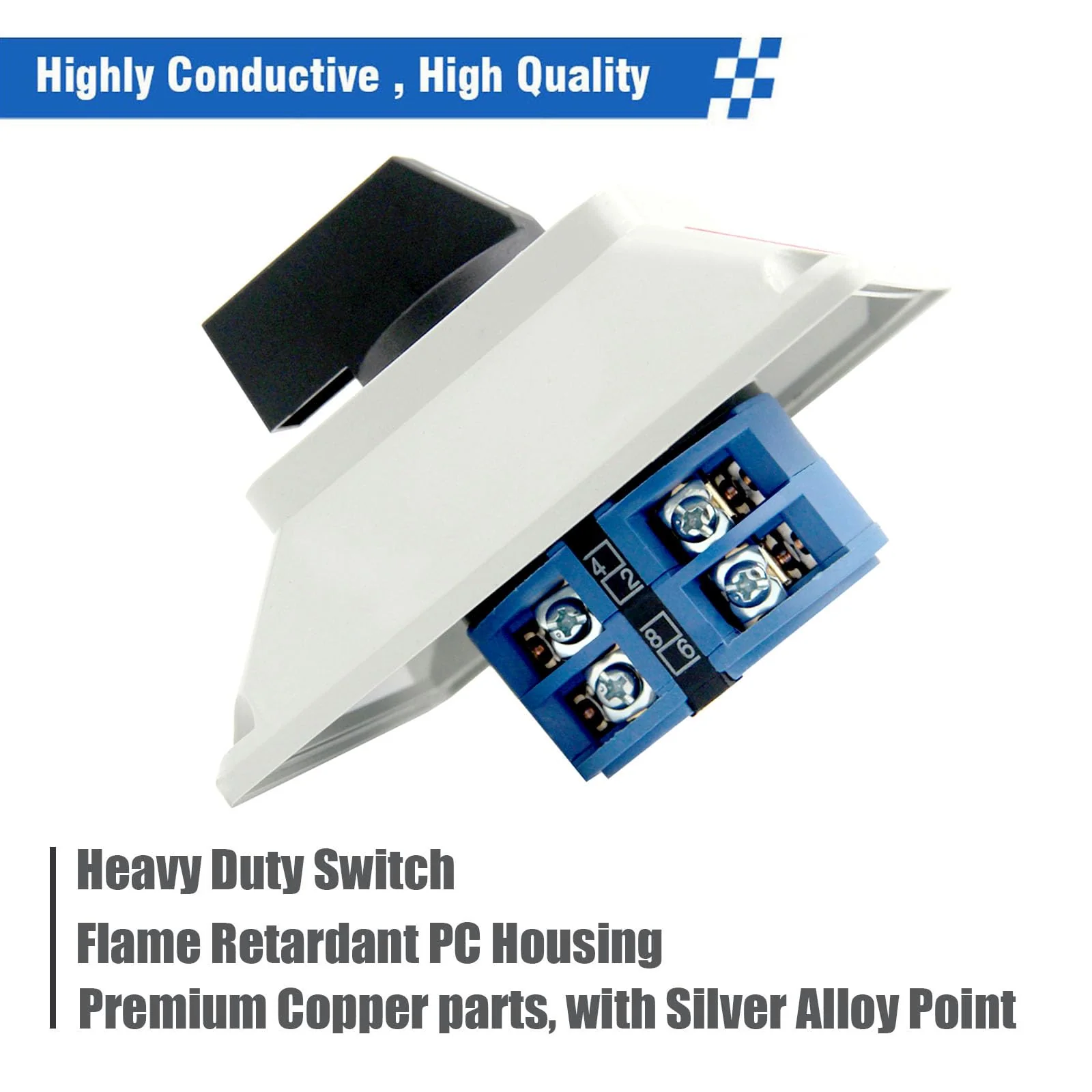 40A Rotary Changeover Switch with Box, 660V 3 Position 2 Phase 8 Terminals, 2-Way 2NO 2NC Universal Selector Switch with Yellow Fork Terminals IP65 CE 26-40/D202.2D - Image 5