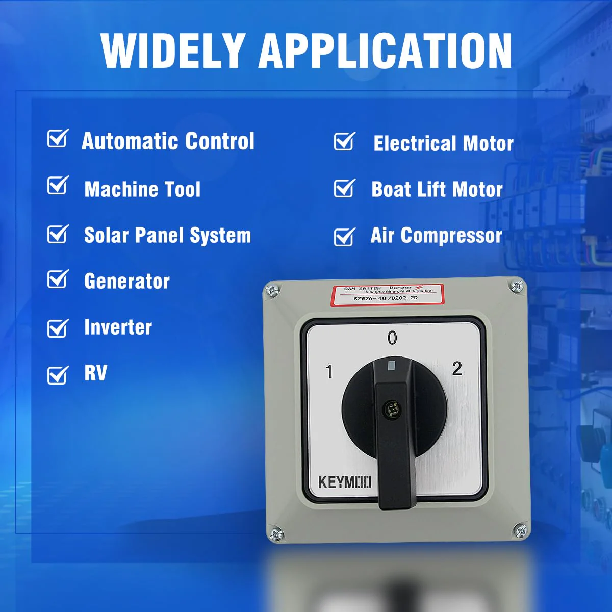 40A Rotary Changeover Switch with Box, 660V 3 Position 2 Phase 8 Terminals, 2-Way 2NO 2NC Universal Selector Switch with Yellow Fork Terminals IP65 CE 26-40/D202.2D - Image 6