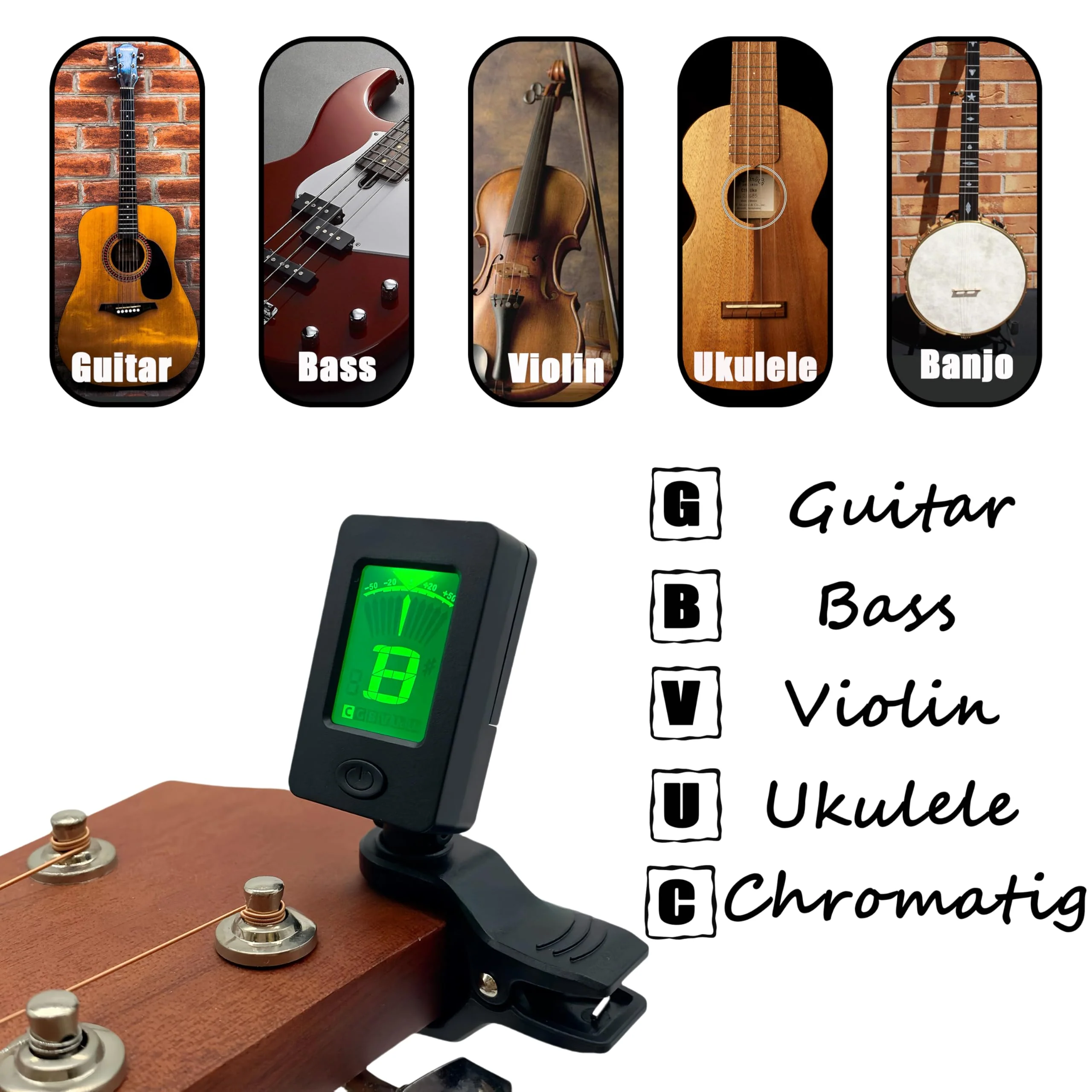 40pcs Guitar Picks,Guitar Tuner Clip on Chromatic Digital Tuner, Guitar tuner, Guitar Picks, Suitable for acoustic guitar, electric guitar, bass (0.46 0.71 0.96 1.2mm) - Image 2
