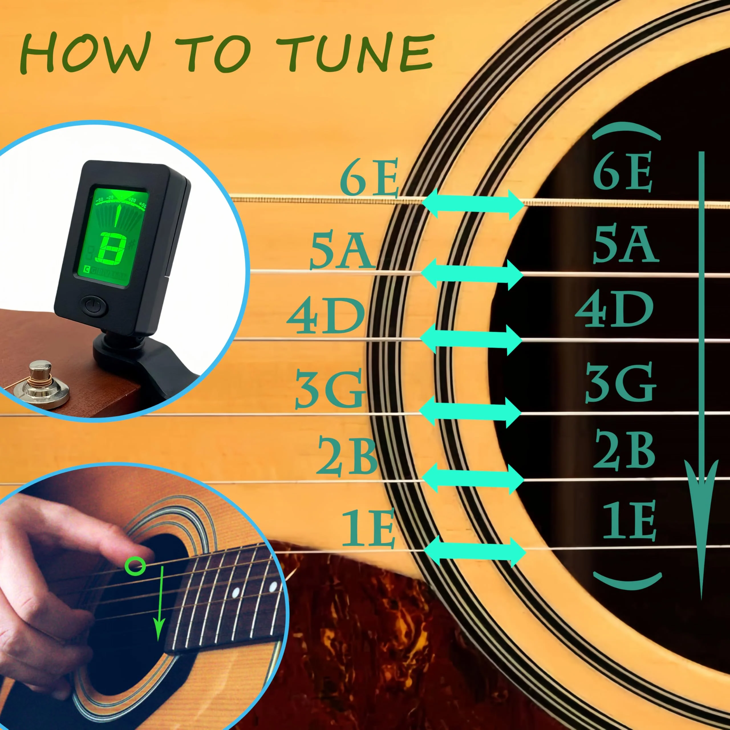 40pcs Guitar Picks,Guitar Tuner Clip on Chromatic Digital Tuner, Guitar tuner, Guitar Picks, Suitable for acoustic guitar, electric guitar, bass (0.46 0.71 0.96 1.2mm) - Image 3