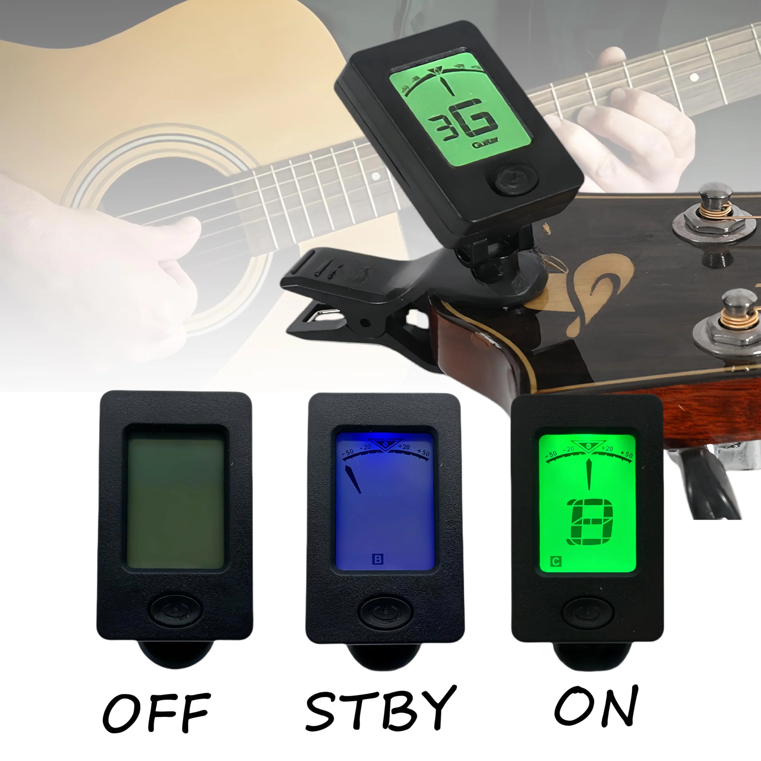 40pcs Guitar Picks,Guitar Tuner Clip on Chromatic Digital Tuner, Guitar tuner, Guitar Picks, Suitable for acoustic guitar, electric guitar, bass (0.46 0.71 0.96 1.2mm) - Image 4