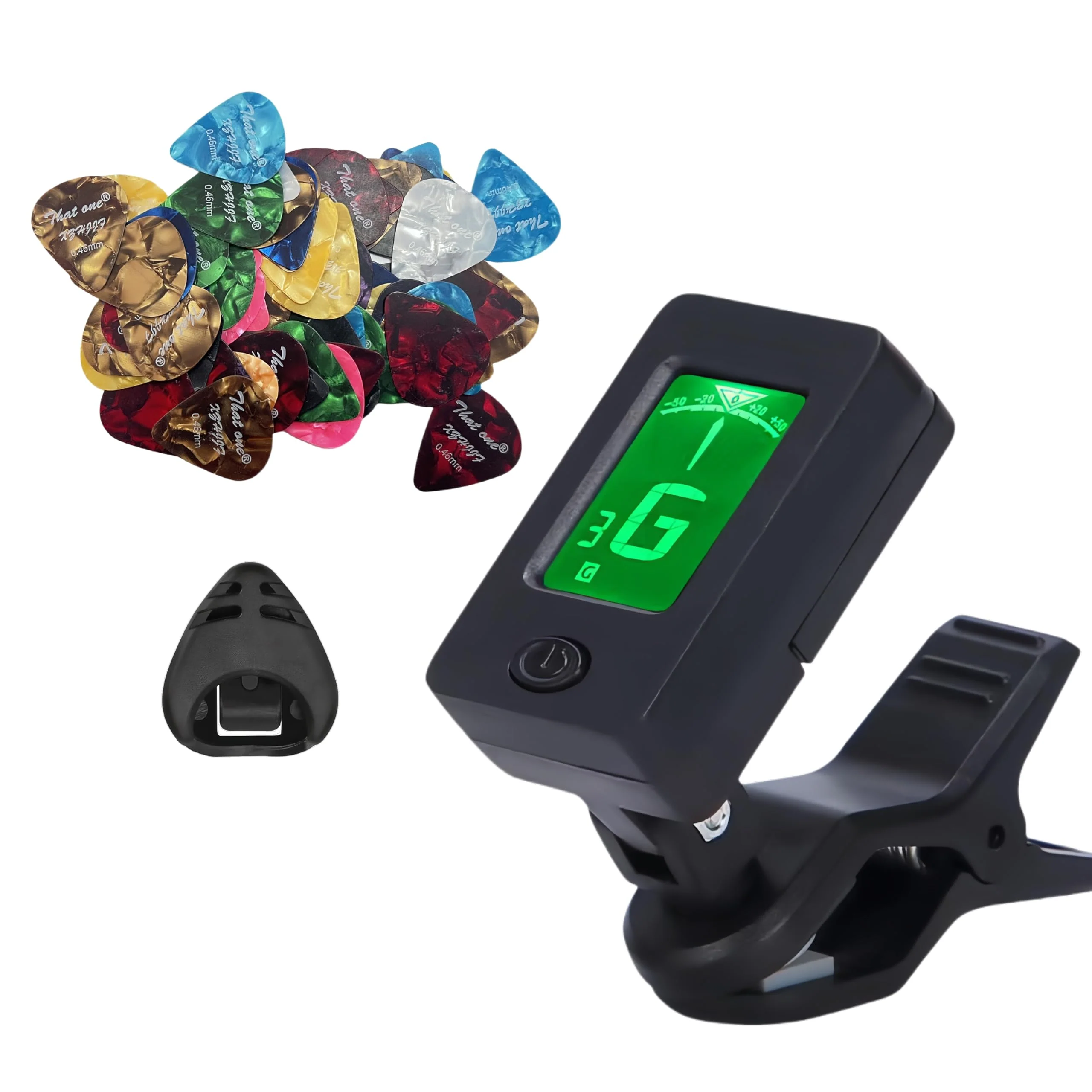40pcs Guitar Picks,Guitar Tuner Clip on Chromatic Digital Tuner, Guitar tuner, Guitar Picks, Suitable for acoustic guitar, electric guitar, bass (0.46 0.71 0.96 1.2mm) - Image 8