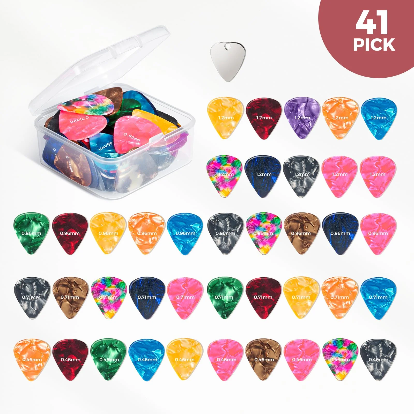 41PCS Guitar Picks Rechargeable Guitar Tuner Clip on Chromatic Digital Tuner Acoustic Guitar Accessories Kit for Guitars Violin, Ukulele, Bass - Image 5
