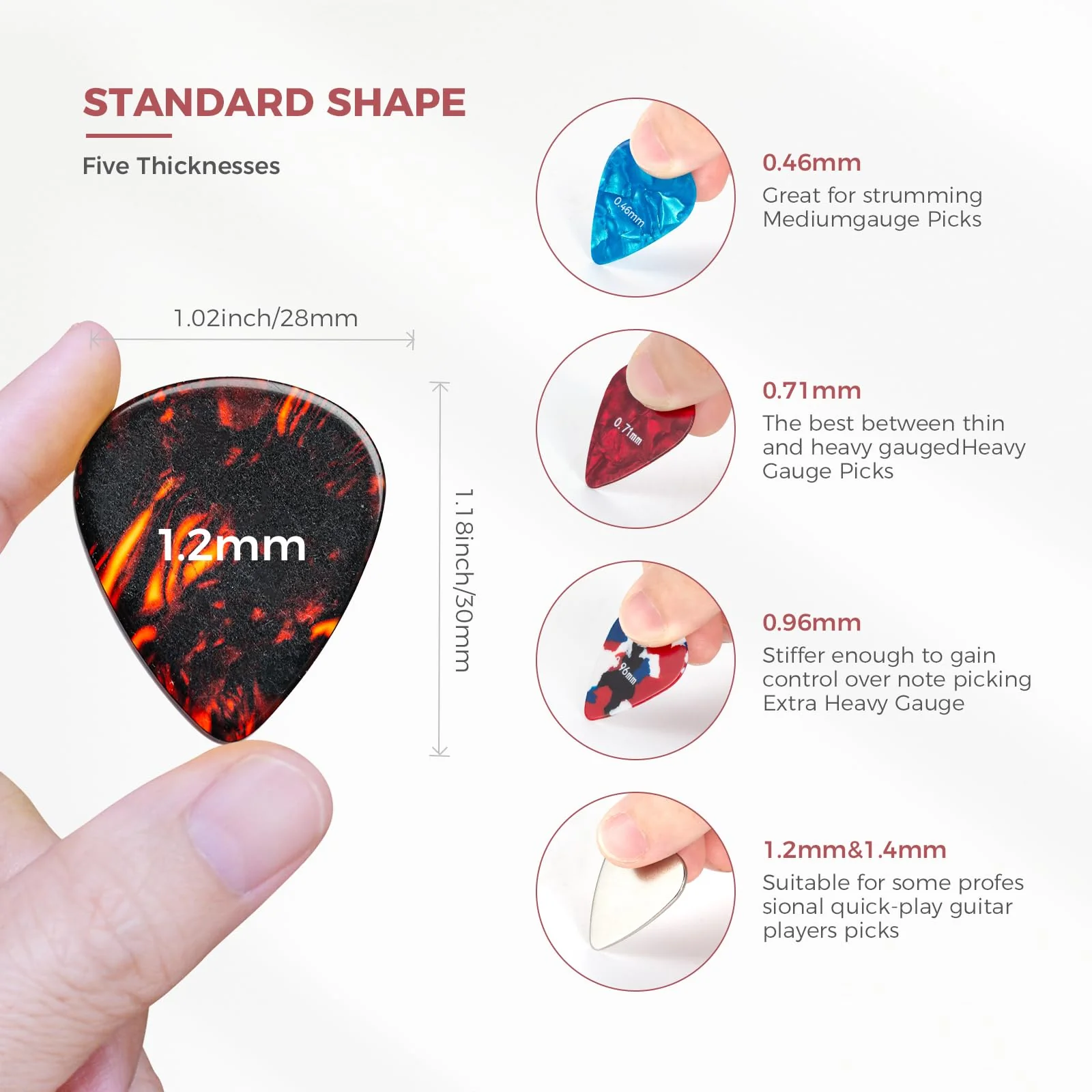 41PCS Guitar Picks Rechargeable Guitar Tuner Clip on Chromatic Digital Tuner Acoustic Guitar Accessories Kit for Guitars Violin, Ukulele, Bass - Image 6