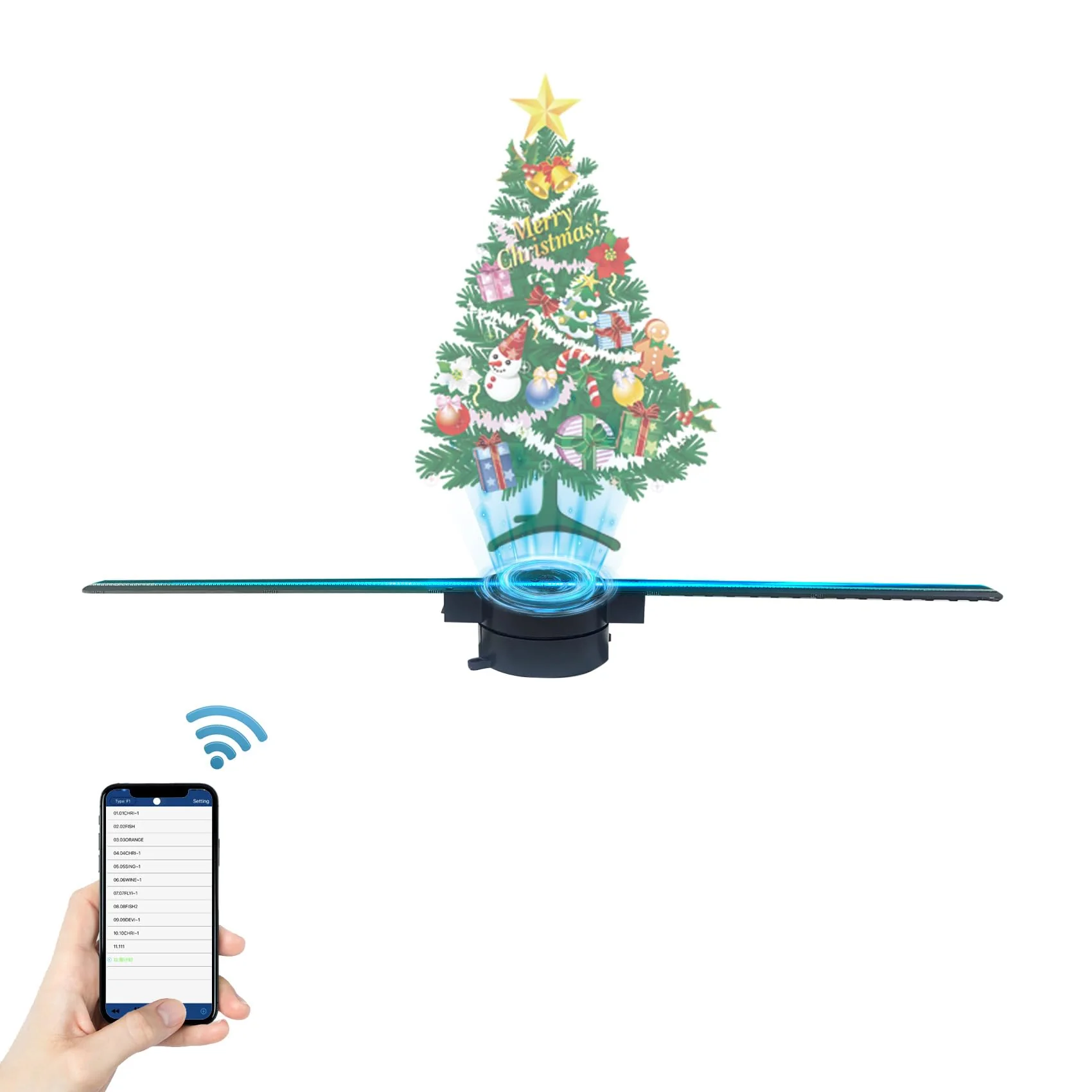 42CM 3D Hologram Fan, 16.5" WiFi Projector with 1500+ Video Library, 232 LEDs, Bluetooth Audio & Remote Control, High Brightness Display for Business Sign, Bar, Halloween & Christmas Decor - Image 7