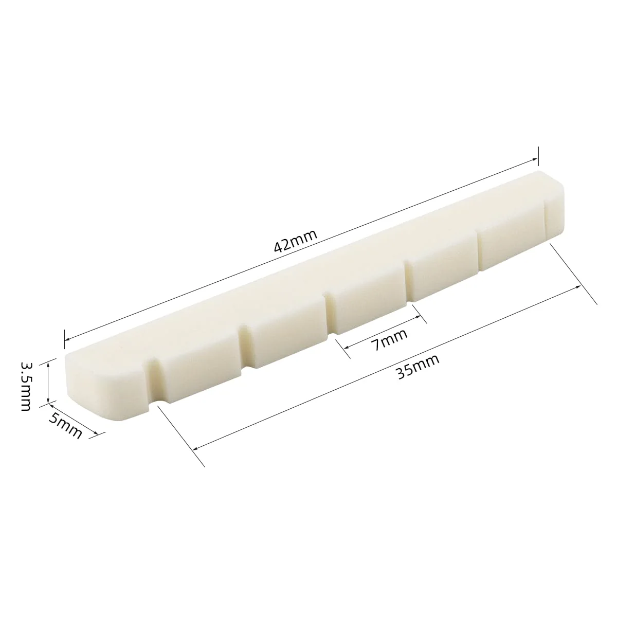 42mm Guitar Slotted Bone Nut for 6 String Strat Tele Electric Guitar Replacement Parts,Flat Bottom 42mm - Image 7