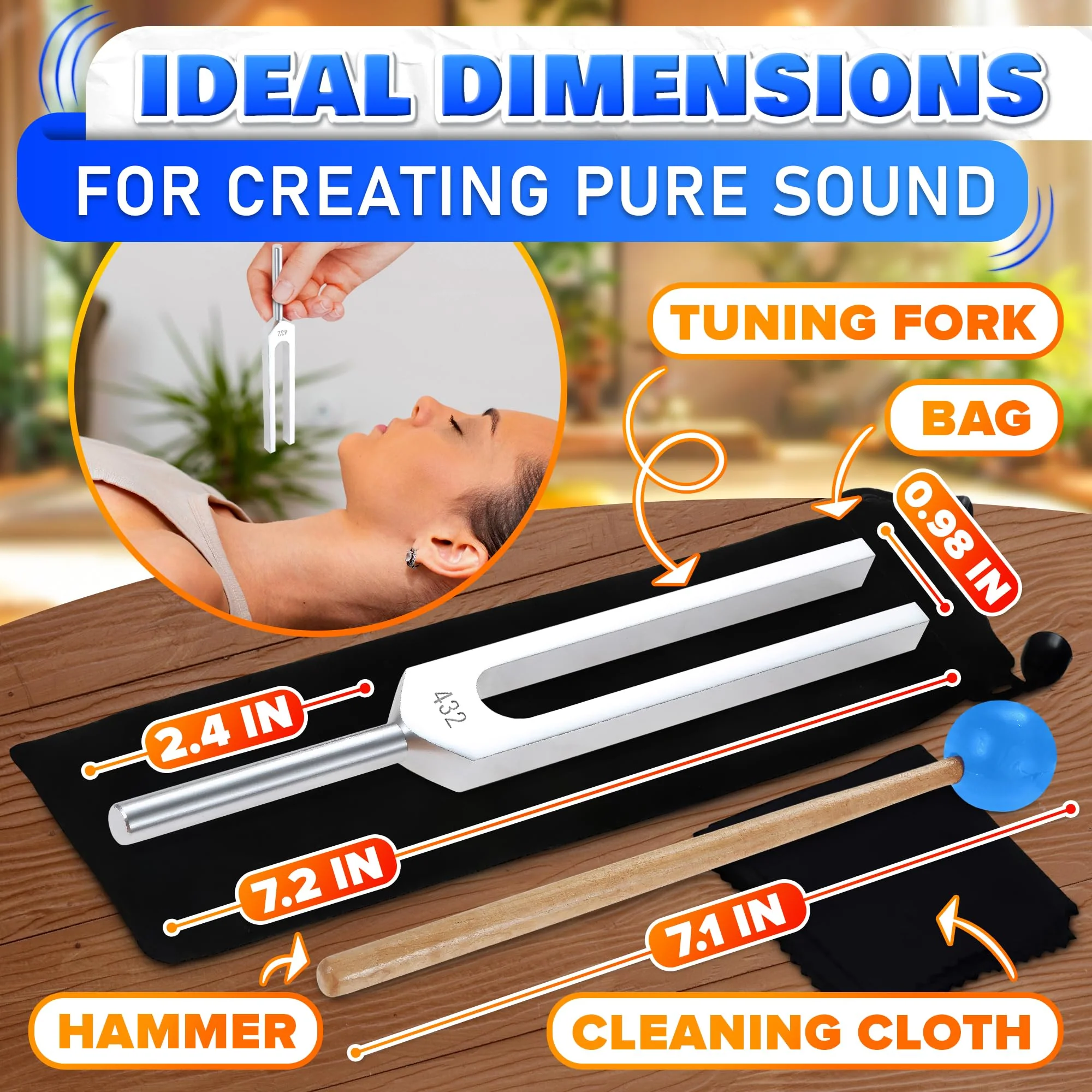 432 Hz Tuning Fork for Healing Set Music Therapy Instruments - Tuning Fork Medical Musical Forks for Healing Chakra Set Stress Relief - Fork Medical Sound Therapy Instruments Meditation Accessories - Image 2