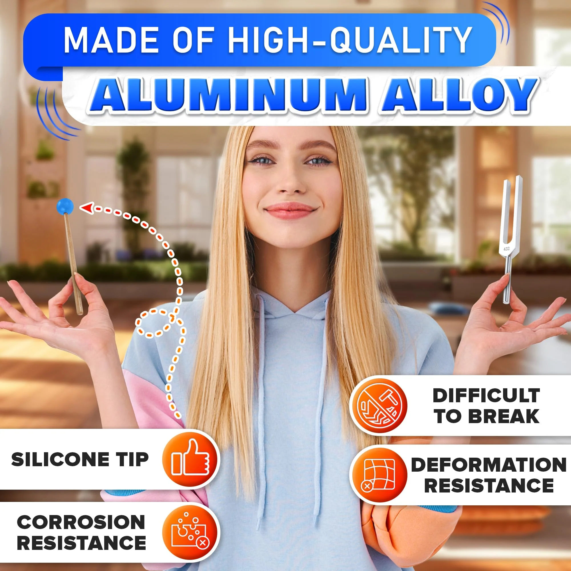 432 Hz Tuning Fork for Healing Set Music Therapy Instruments - Tuning Fork Medical Musical Forks for Healing Chakra Set Stress Relief - Fork Medical Sound Therapy Instruments Meditation Accessories - Image 3