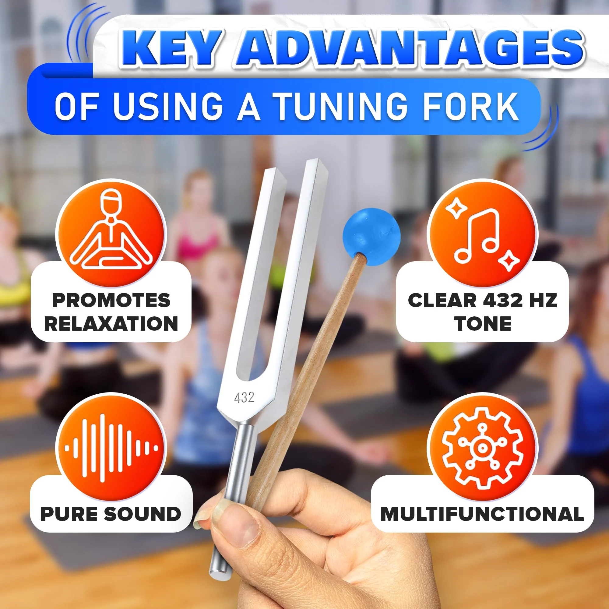 432 Hz Tuning Fork for Healing Set Music Therapy Instruments - Tuning Fork Medical Musical Forks for Healing Chakra Set Stress Relief - Fork Medical Sound Therapy Instruments Meditation Accessories - Image 4