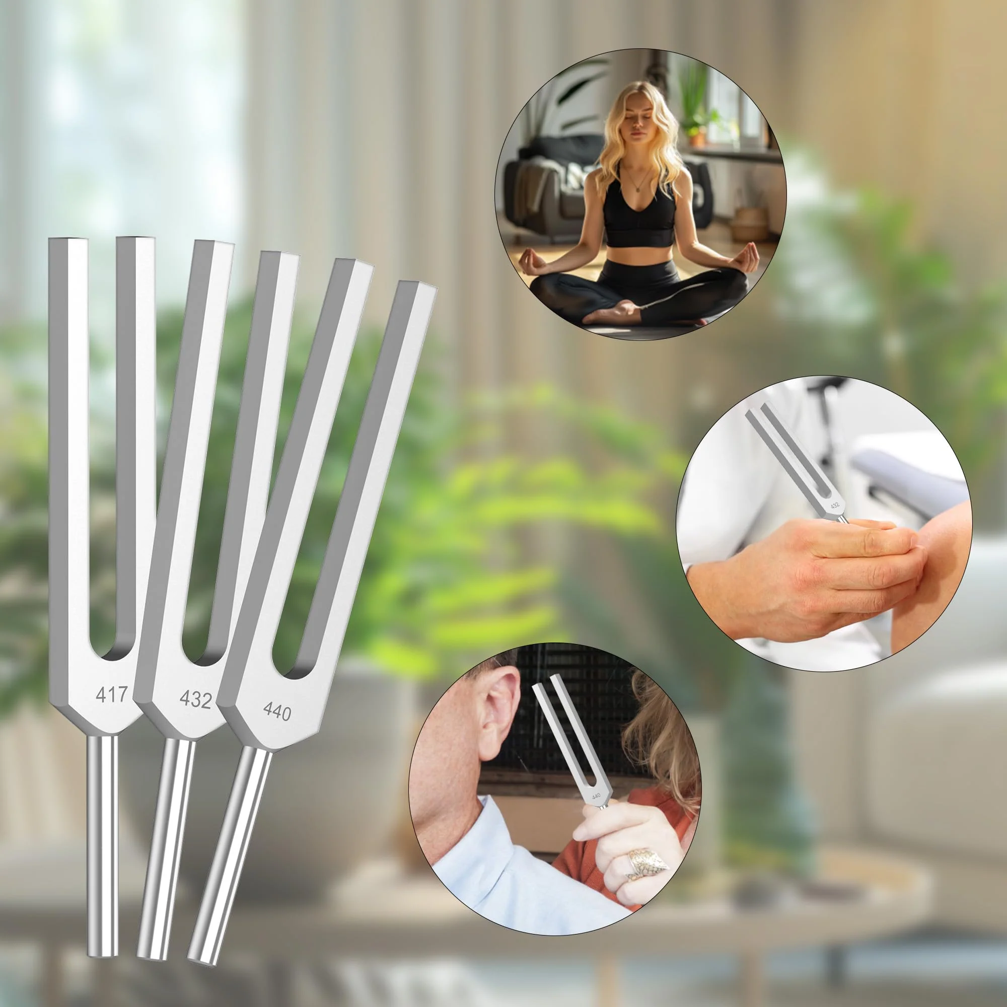 440Hz, 432Hz, 417Hz Aluminum Alloy Tuning Fork with Resonance Box and Wooden Hammer，3 pcs tuning fork Suitable for Sound Therapy, Yoga, Relaxation and Meditation - Image 7