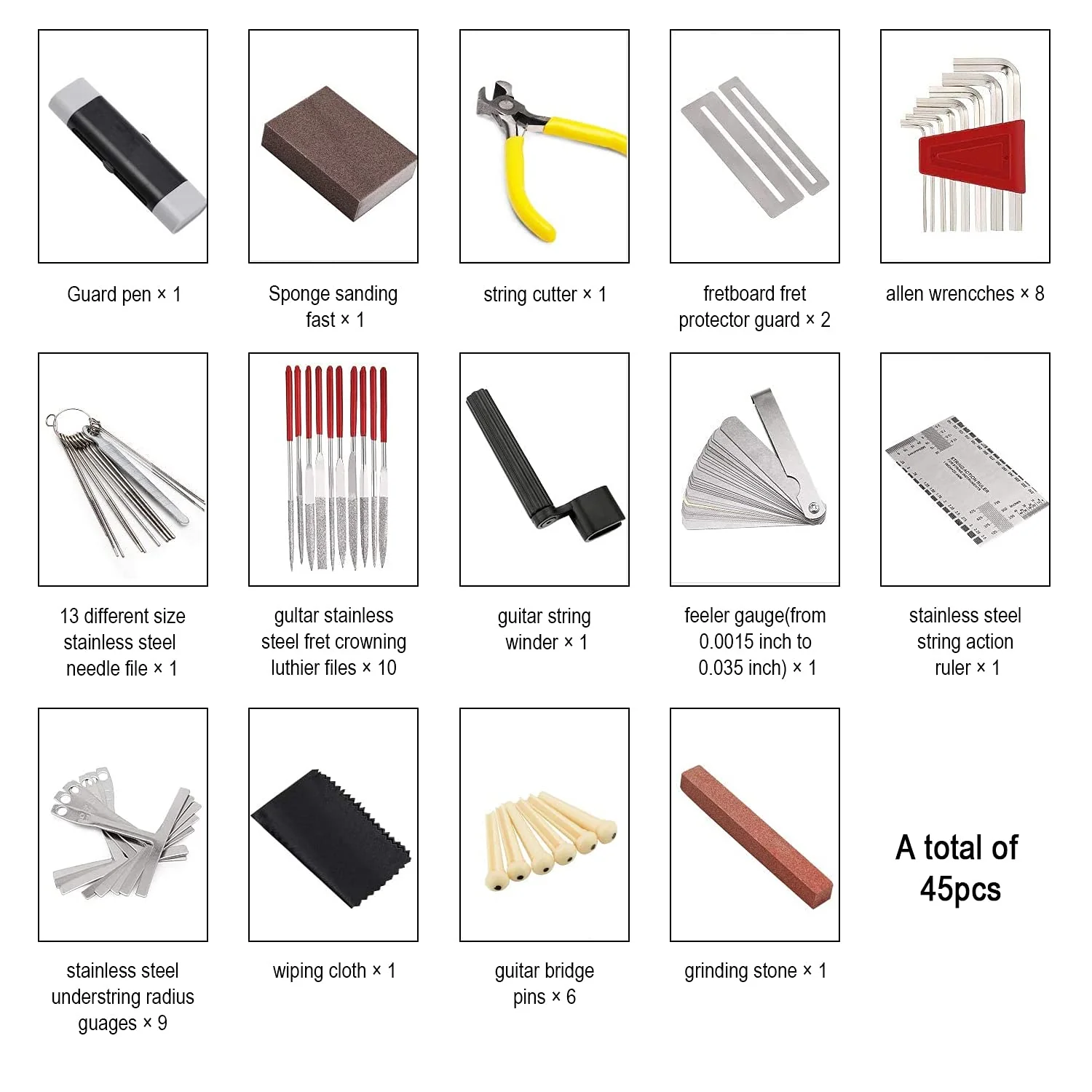 45 Pcs Guitar Repairing Maintenance Tool Kit, Haploon Guitar Setup Kit Repair Tools with Carry Bag for Guitar Ukulele Bass Mandolin Banjo String Instrument - Image 2