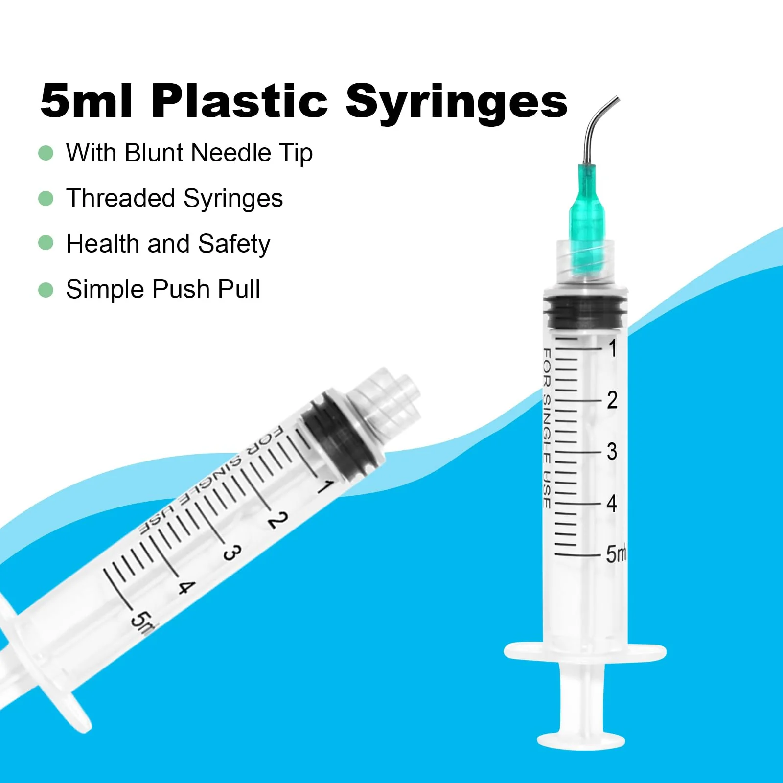 45 Pieces 5 ml Syringe Kit, 15 Pieces Syringes with 15 Blunt Needles, Syringe 5 ml Colostrum Syringe with Cap Dosing Syringe Liquid Syringe for Laboratory Animal Feeding, Plant Watering 5ml - Image 4