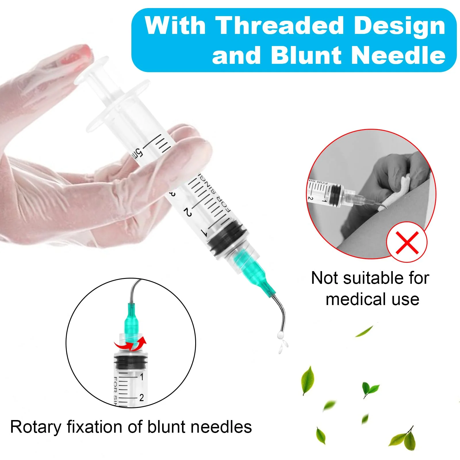 45 Pieces 5 ml Syringe Kit, 15 Pieces Syringes with 15 Blunt Needles, Syringe 5 ml Colostrum Syringe with Cap Dosing Syringe Liquid Syringe for Laboratory Animal Feeding, Plant Watering 5ml - Image 5