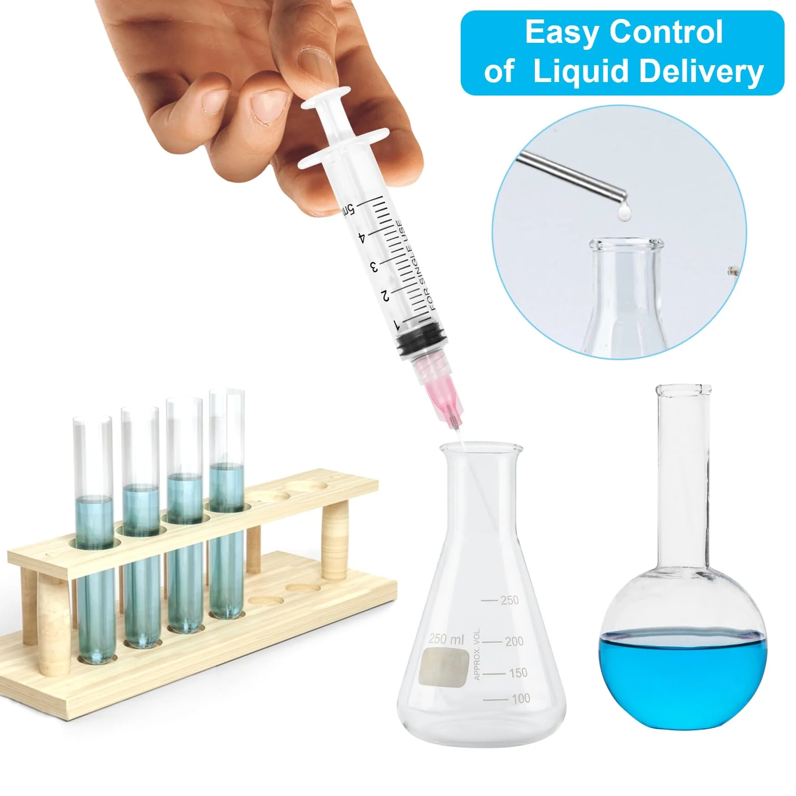 45 Pieces 5 ml Syringe Kit, 15 Pieces Syringes with 15 Blunt Needles, Syringe 5 ml Colostrum Syringe with Cap Dosing Syringe Liquid Syringe for Laboratory Animal Feeding, Plant Watering 5ml - Image 6