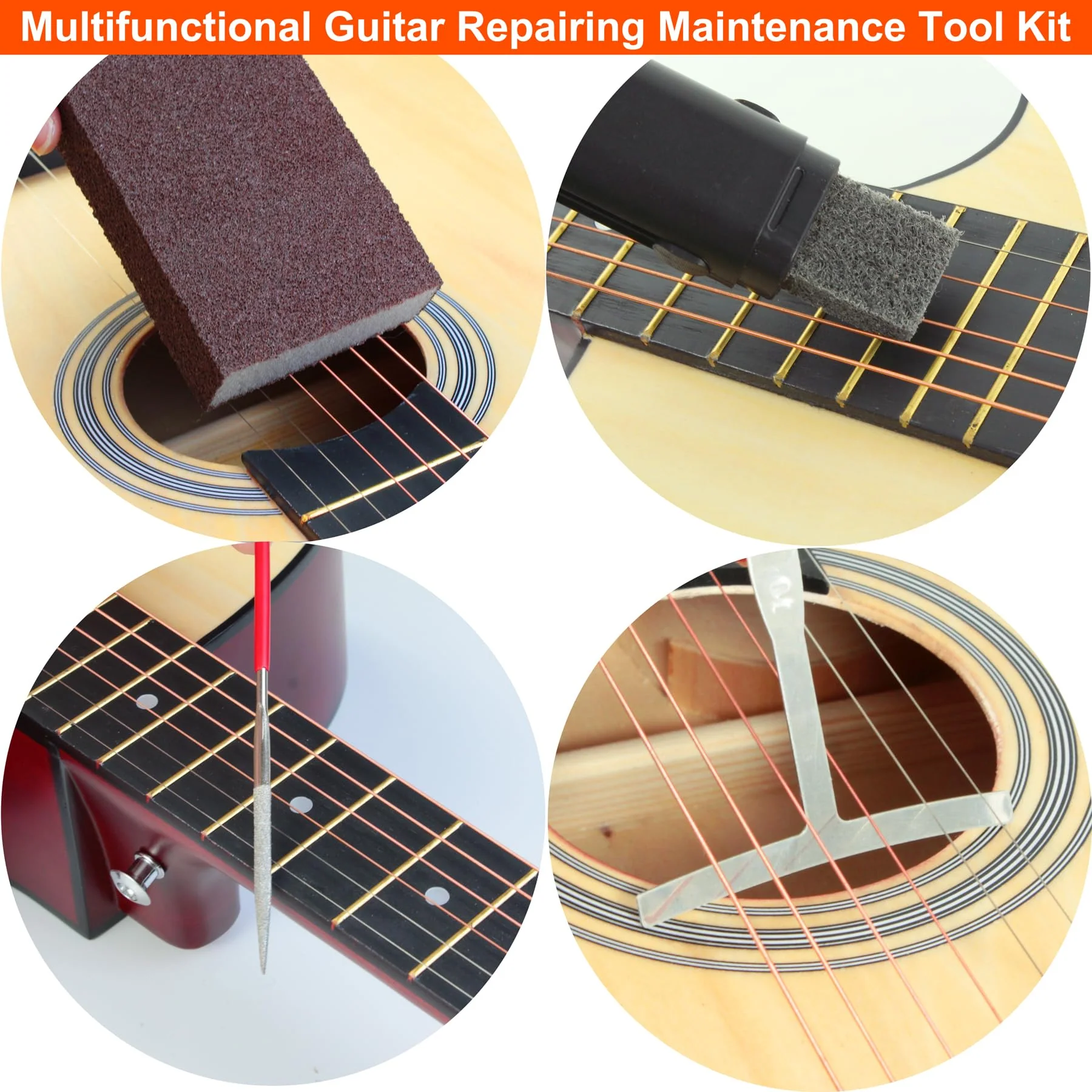 45Pcs Guitar Tool Kit, Guitar Repair Kit, Guitar Setup Kit, Luthier Tools Guitar Kit, Guitar Maintenance Kit Guitar Fret Tools, TIMDAM Guitar Accessories for Ukulele Bass Guitar Gifts for Musicians - Image 4