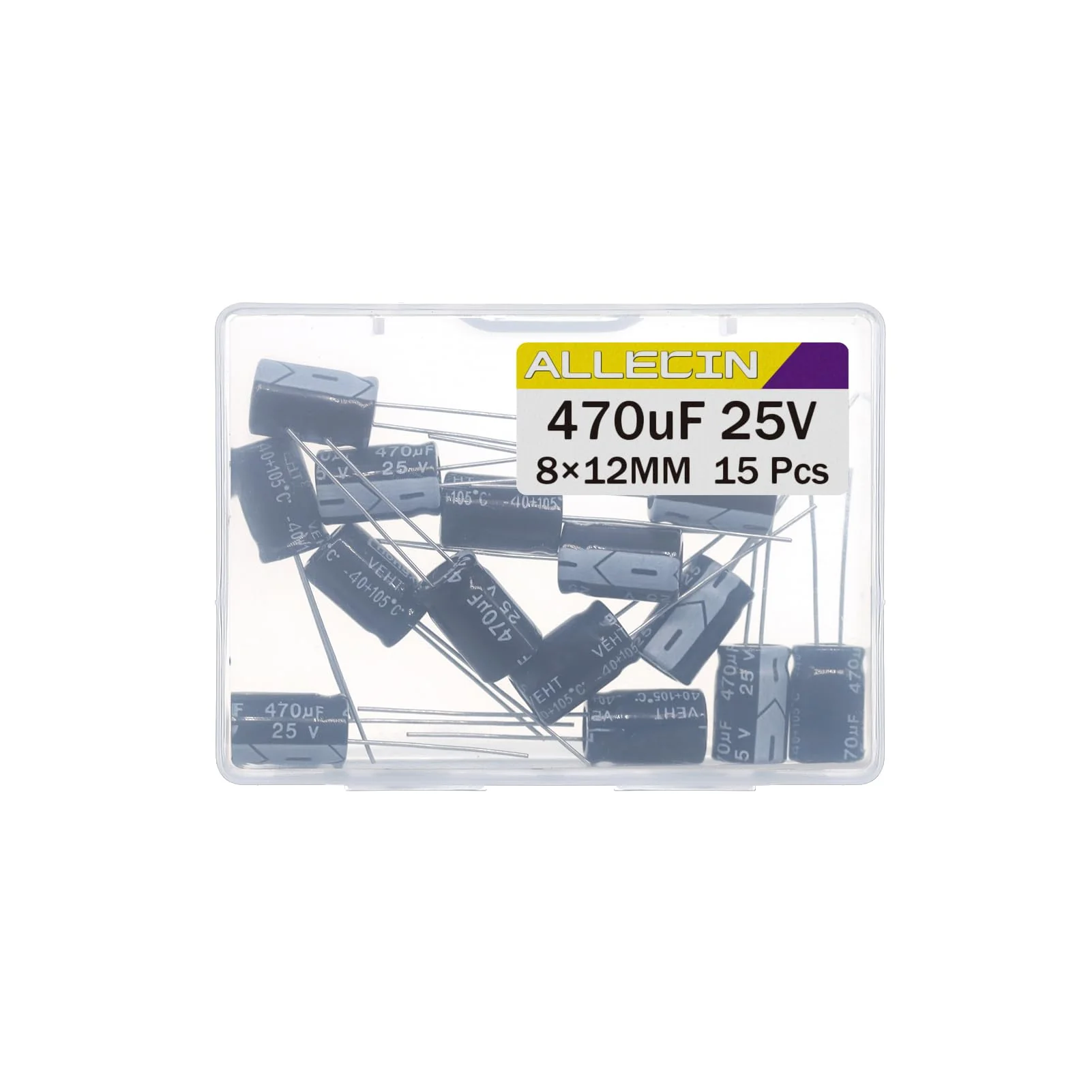 470uF 25V 8x12mm Electrolytic Capacitor 470 UF MFD 25 Volt 0.32x0.47in Aluminum Capacitors (Pack of 15) 470uF 25V 8x12MM - Image 3