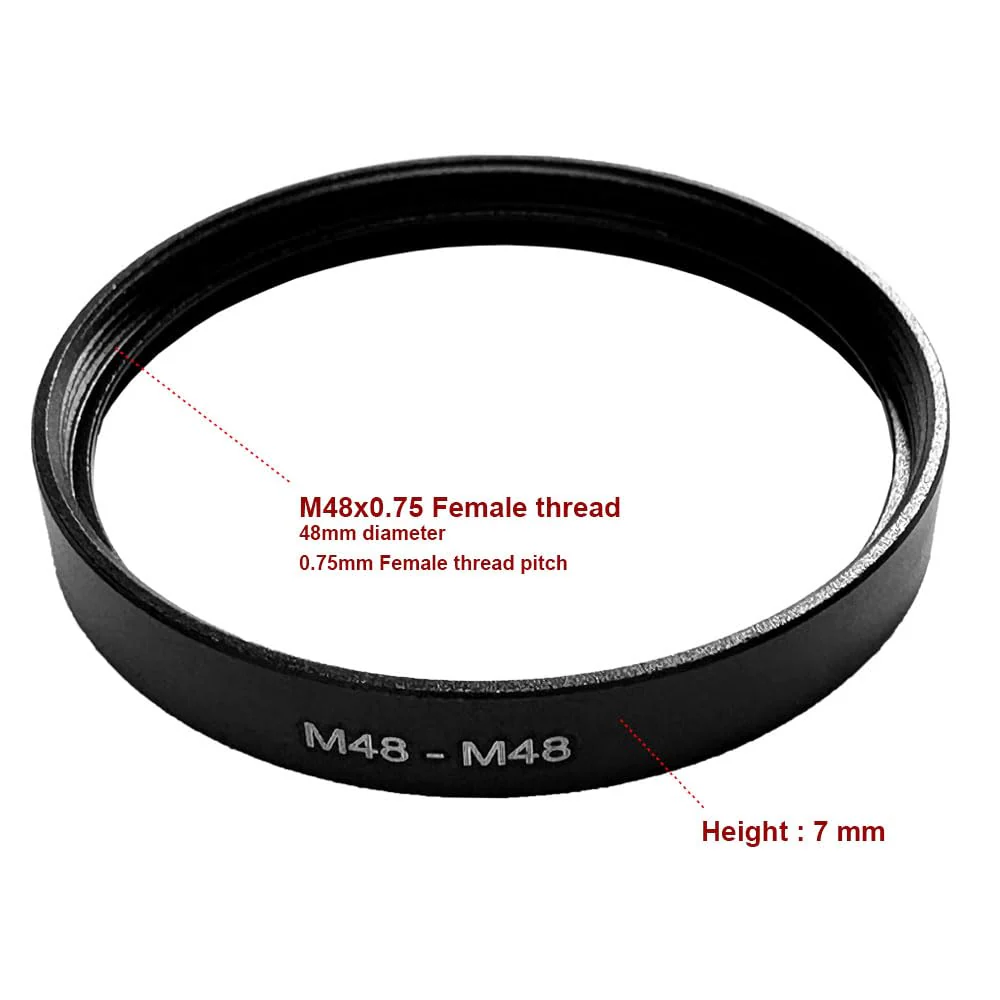 48-48mm 0.75mm Thread Pitch Female to Female Double Dual Inner Thread M48 and M48 mm Lens Ring Adapter - Image 2