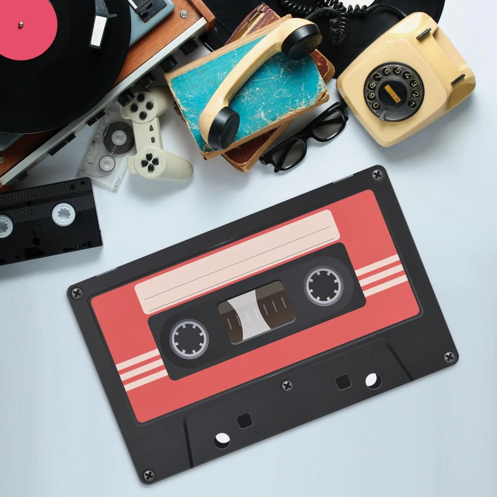48 Pack Cassette Paper Placemats 80s Party Decorative Place Mats Cassette Hip Hop Party Table Mats for Retro 70s 80s 90s Theme Birthday Anniversary Music Party Supplies Table Decorations - Image 3