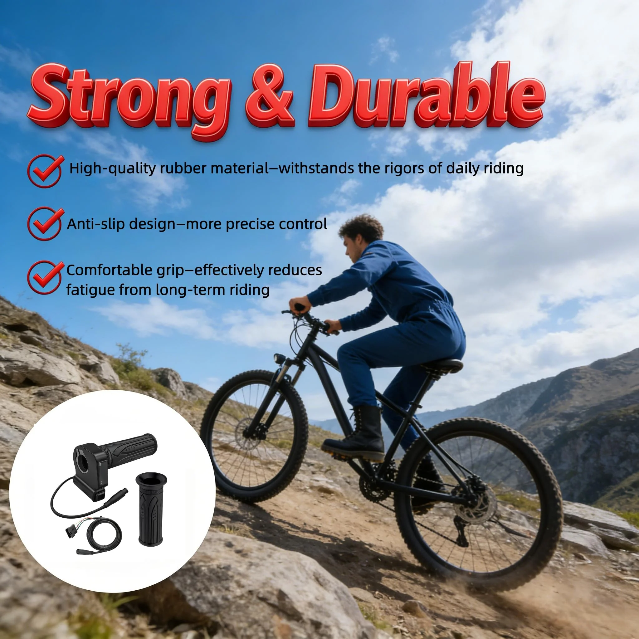 48V Electric Bike Throttle Grip with LCD Voltage Display & Cruise Control, 6-Pin Connector, Compatible with Jetson Haze, DYU Y16 & Folding Ebike - Image 5