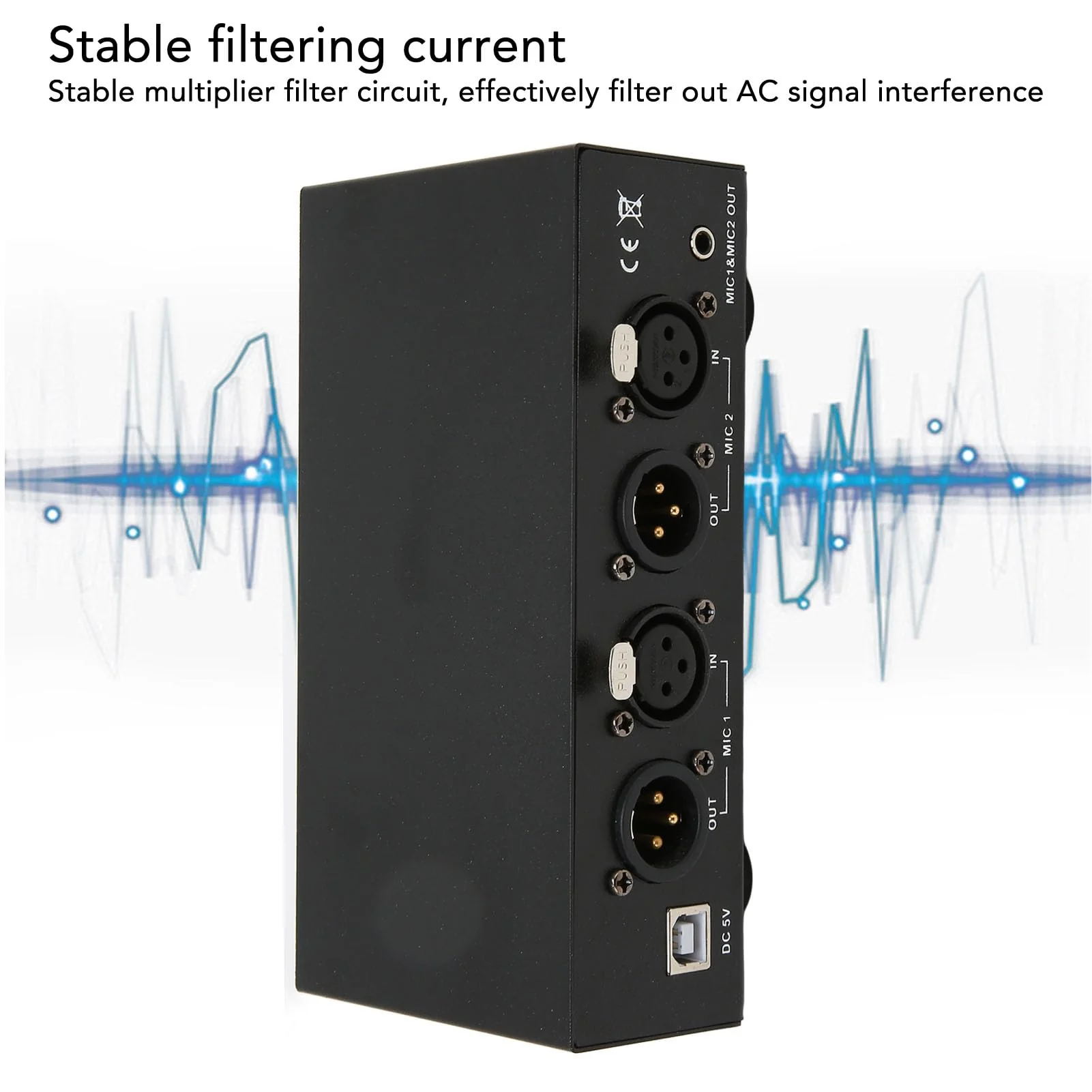 48V Phantom Power Supply, Microphone Phantom Power Supply with 2 XLR Cables, Support Dual Microphones, 48 V Phantom Power for Music Recording Equipment - Image 4