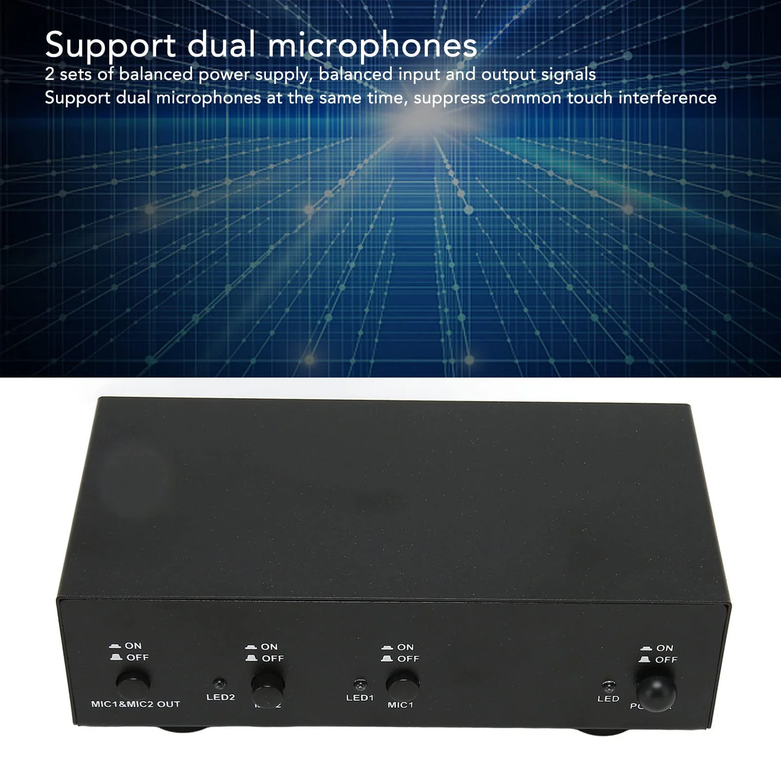 48V Phantom Power Supply, Microphone Phantom Power Supply with 2 XLR Cables, Support Dual Microphones, 48 V Phantom Power for Music Recording Equipment - Image 5