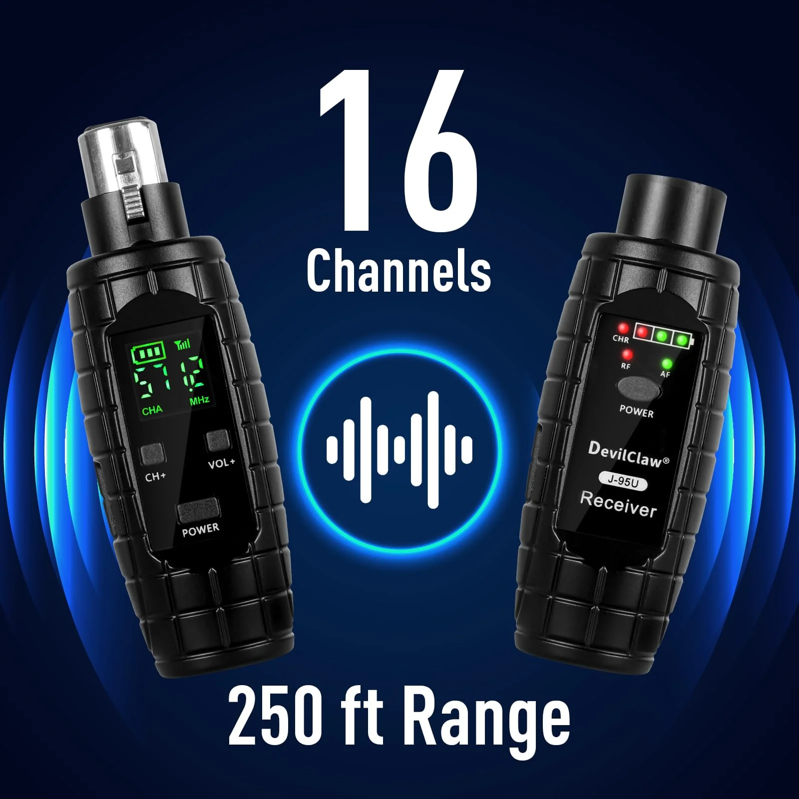 48V Phantom Power Wireless XLR Transmitter Receiver - 0V/5V/48V Switchable Adapter for Dynamic & Condenser Microphones - 16CH UHF System for Mixer PA DJ Guitar - Image 6