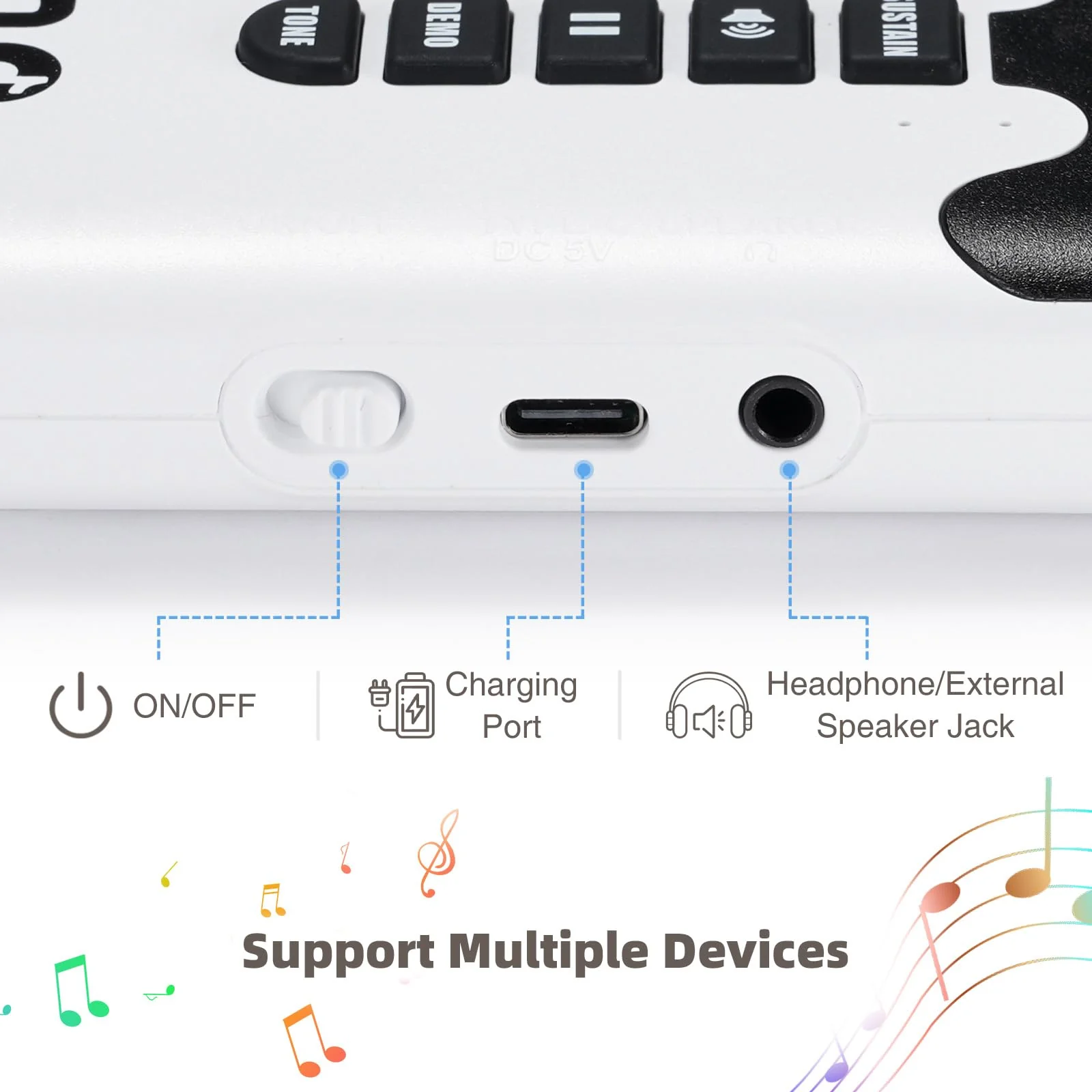 49 Key Roll Up Keyboard Piano, Portable Digital Electric Foldable Piano Keyboard, Rechargeable, 8 Tones, 6 Educational Demo Songs, for Beginners Gift (Rainbow) Rainbow - Image 6