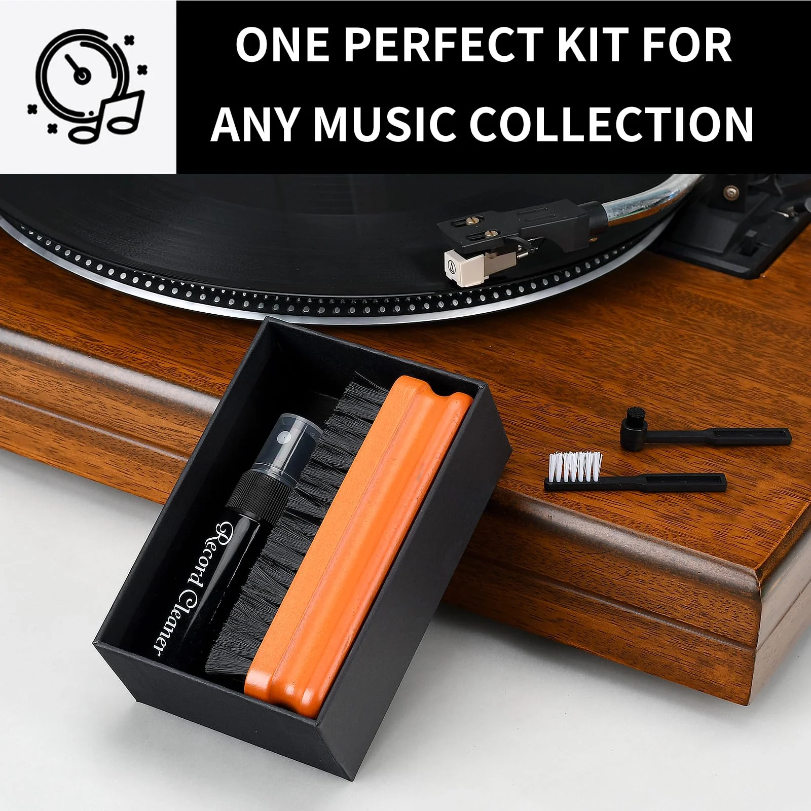 4in1 Vinyl Record Cleaner Kit, Vinyl Records Cleaning Kit for Records Albums, Includes 2in1 Velvet & Microfiber Brush, Cleaning Liquid, Duster & Turntable Stylus Brush 4-in-1 kit - Image 6