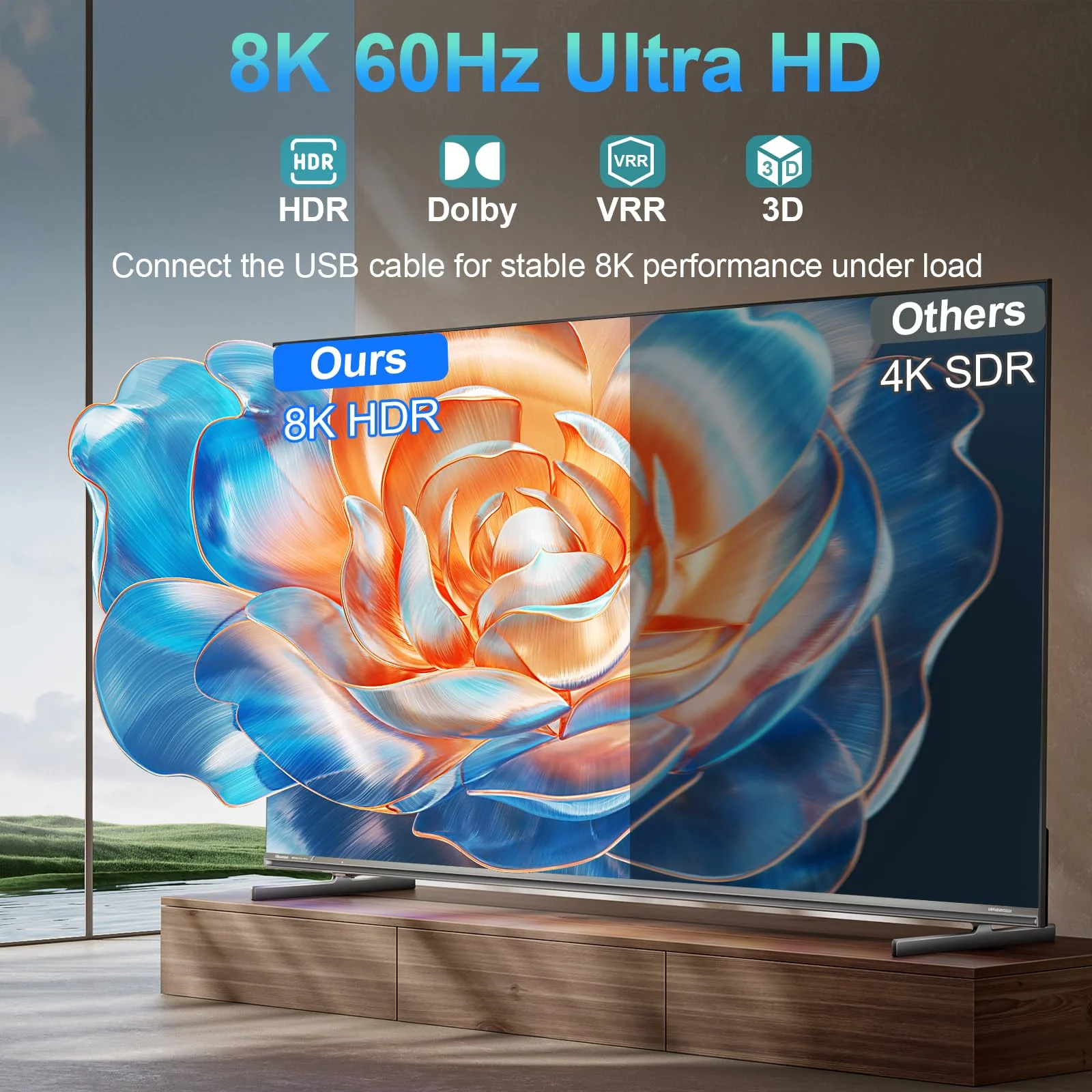 4K 120Hz HDMI Switch, 8K 60Hz HDMI 2.1 Bi-Directional 2-in-1/1-in-2 Switcher Splitter, Aluminum HDMI Selector 48Gbps High Resolution Switch Capable for Gaming, PS5, Xbox, HDR10, Dolby Vision - Image 5