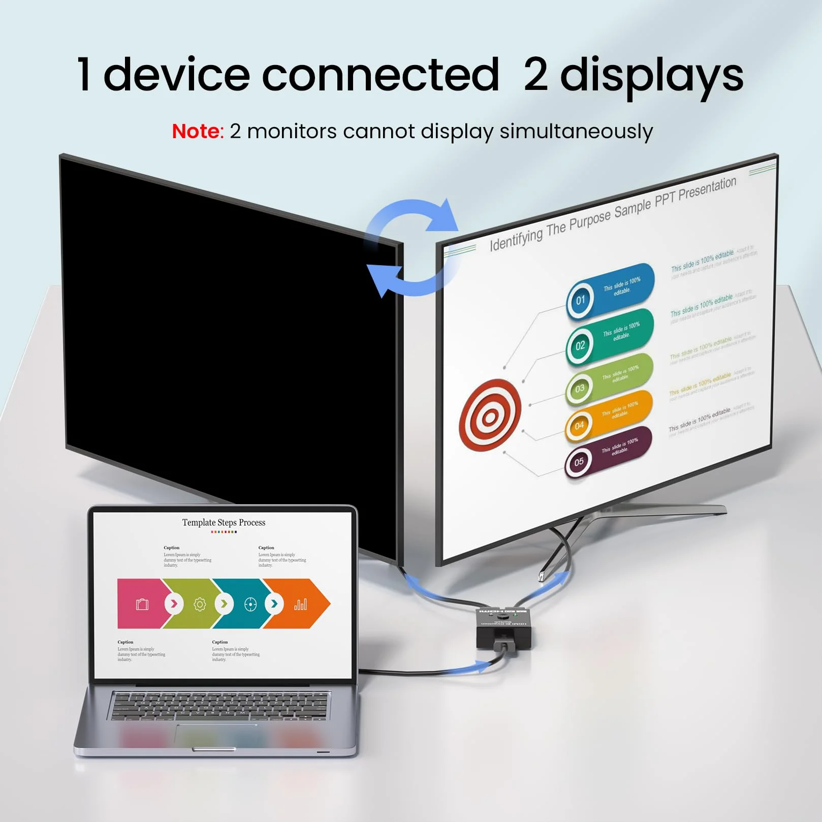 4K/30Hz HDMI Switch, 2 Port HDMI Bi-Direction Manual Switch 2 x 1/ 1x 2 AB Switcher Splitter HDCP Pass Through 4k 2 in 1 out - Image 4