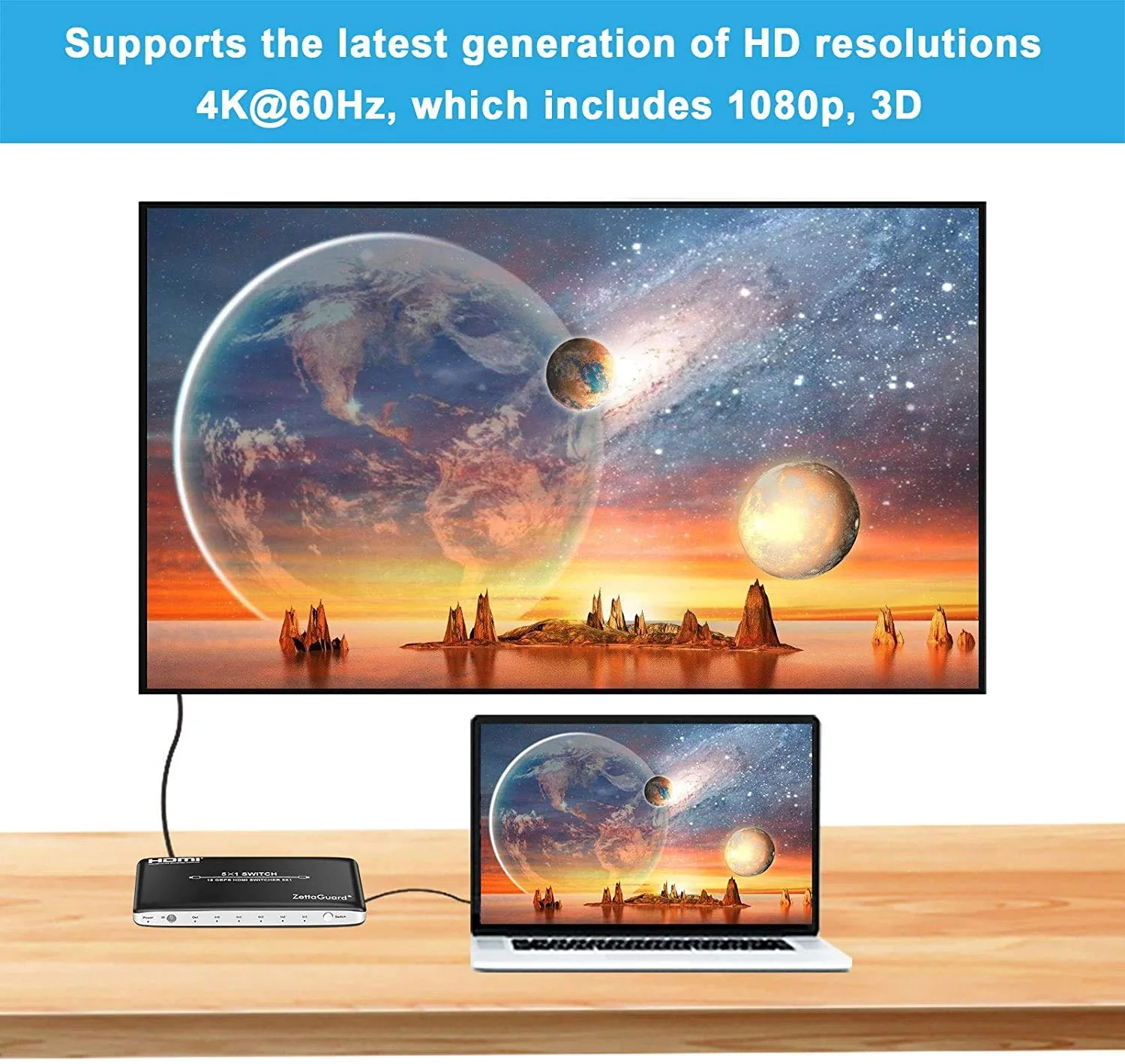 4K 60Hz 5 Port 5 x 1 HDMI Switch with IR Remote Control HDMI 2.0 Switcher Support 18Gbps 4K x 2K 3D HDCP 2.2 HDMI Splitter Hub Port Switches for PS4 Xbox Apple TV Fire Stick Blu-Ray Player 5 In 1 Out - Image 5