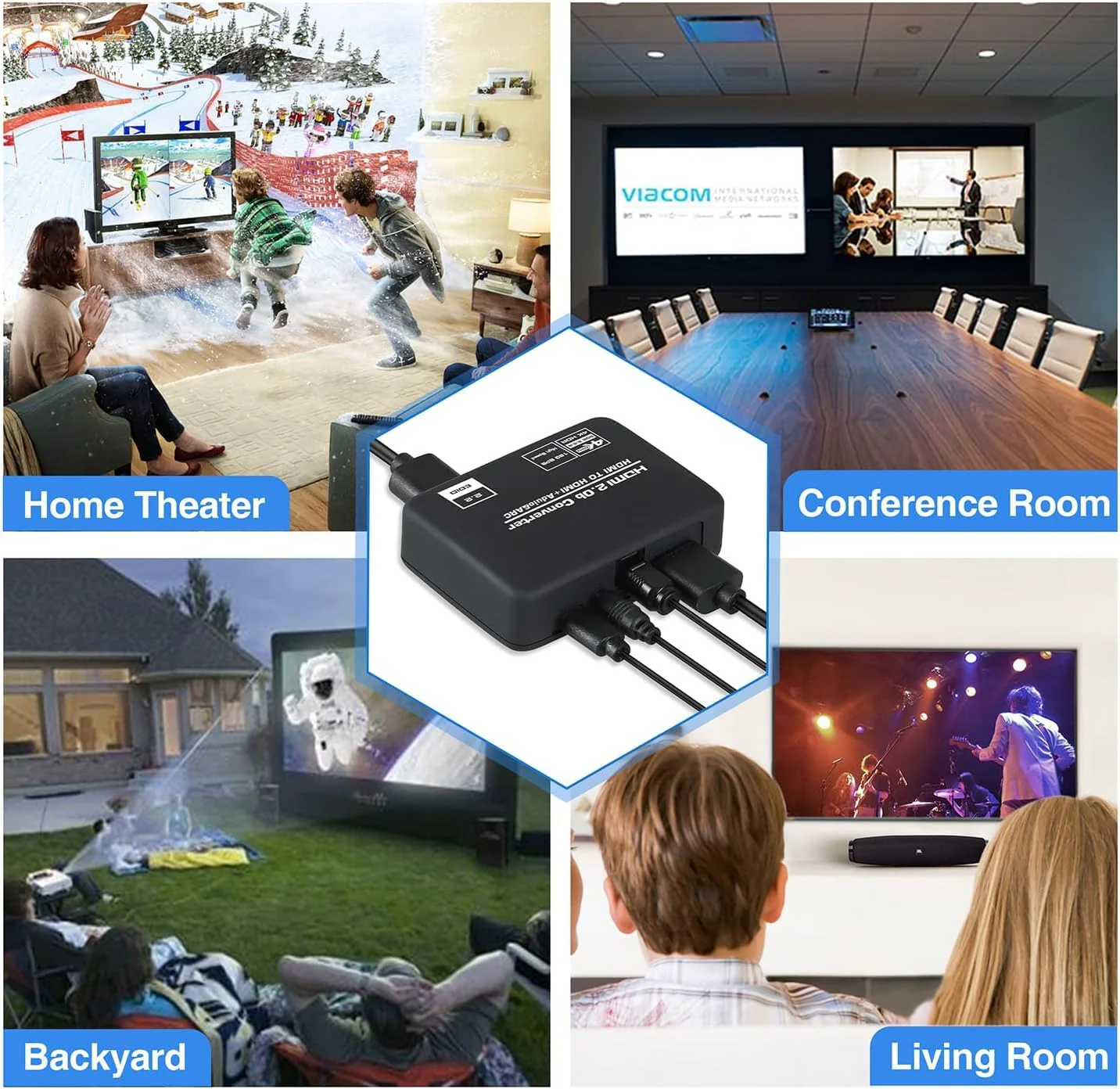 4K@60Hz HDMI 2.0b Audio Extractor Converter Adapter Splitter, HDMI ARC + Optical Toslink SPDIF + 3.5mm Stereo Audio Out, Support HDCP2.2 Digital PCM DTS 5.1, (Optical/HDMI Cables Included) - Image 7