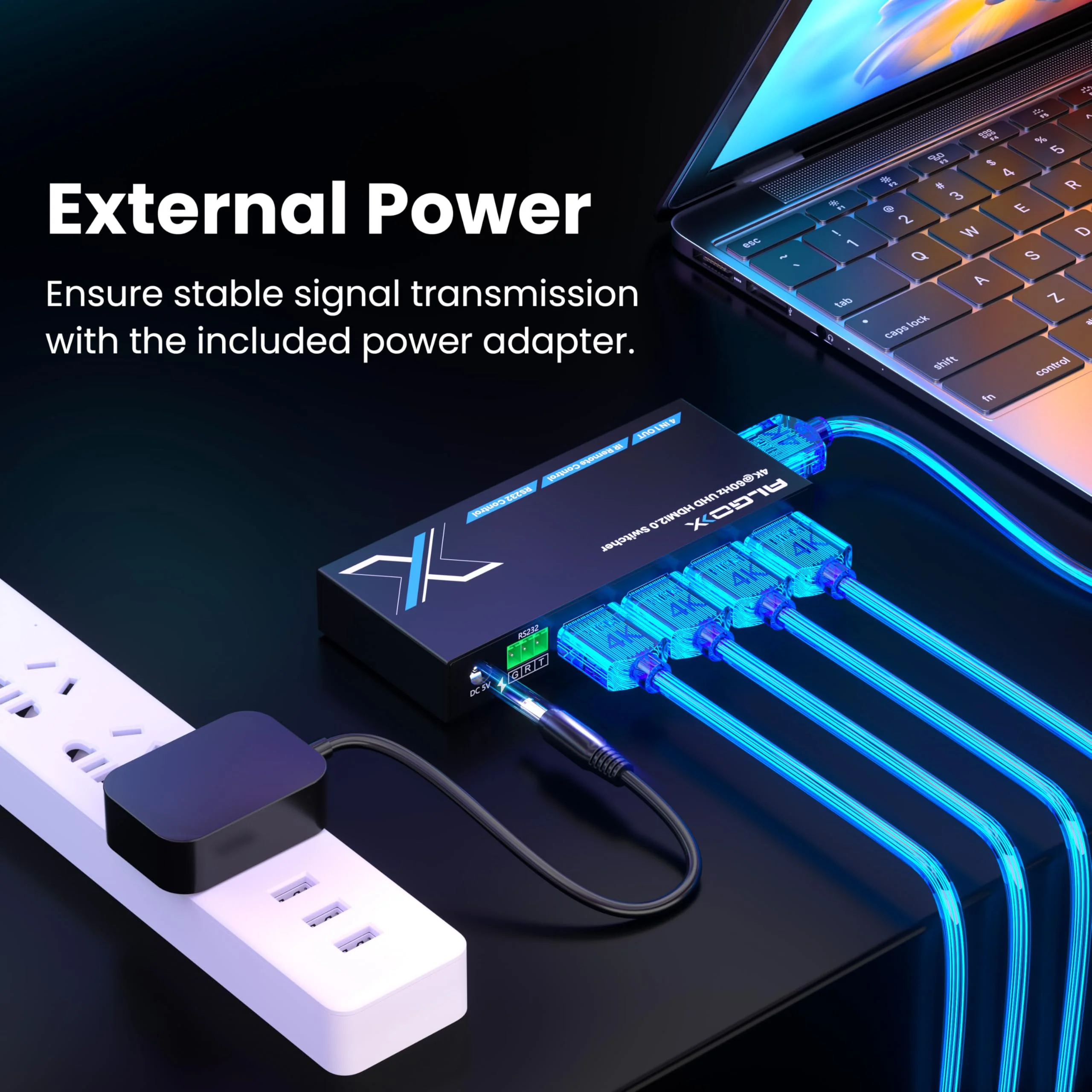 4K@60Hz HDMI Switch 4 in 1 Out 1080P@120Hz HDMI Switcher 4 Ports Selector with Remote Support 18Gbps HDR 10+ Dolby Vision/Atmos HDCP 2.2, RS232 Control 4K@60Hz Switcher 4X1 - Image 5